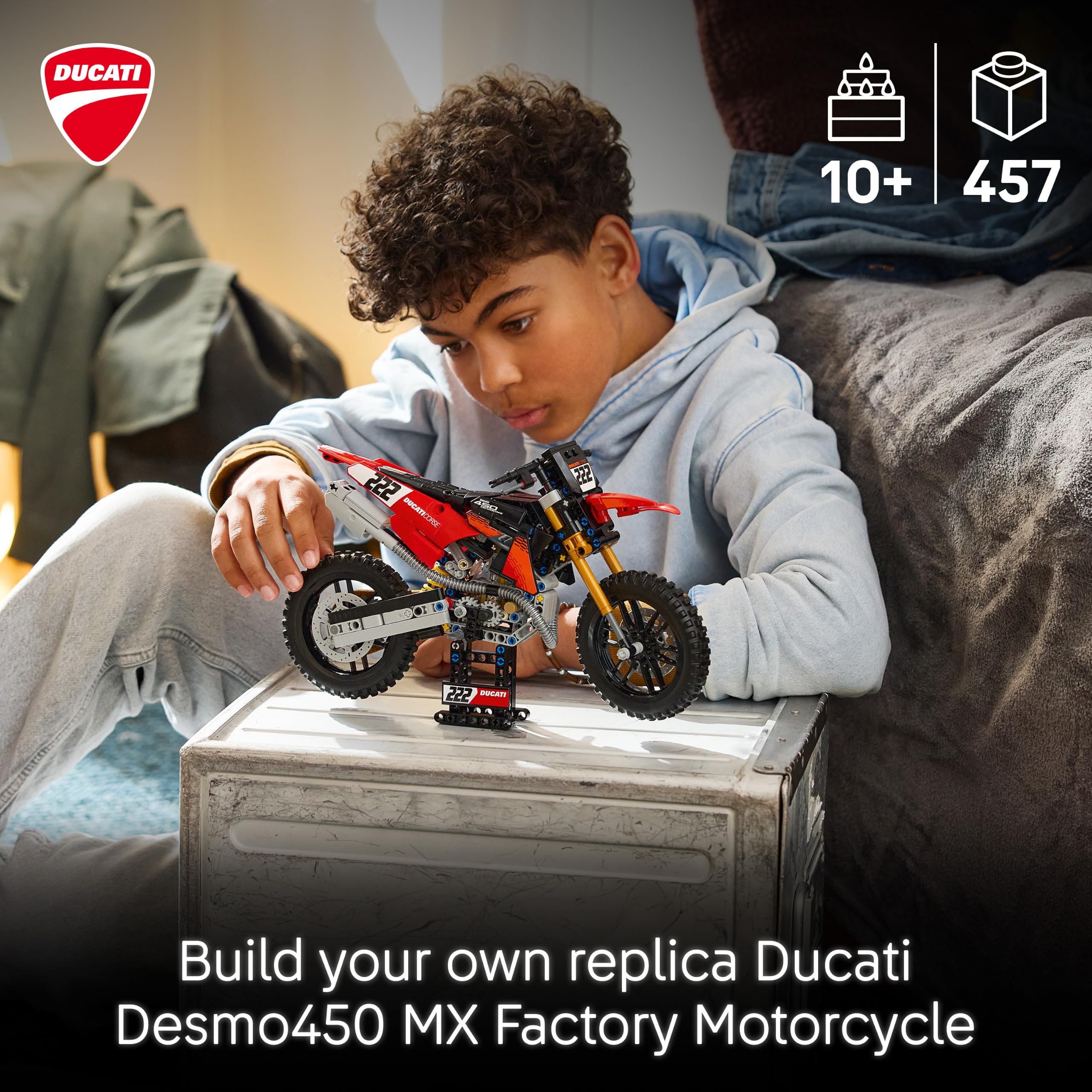 LEGO Technic Ducati Desmo450 MX Factory Motorcycle Building Set - Realistic Engine & Suspension | Ages 10+ 2