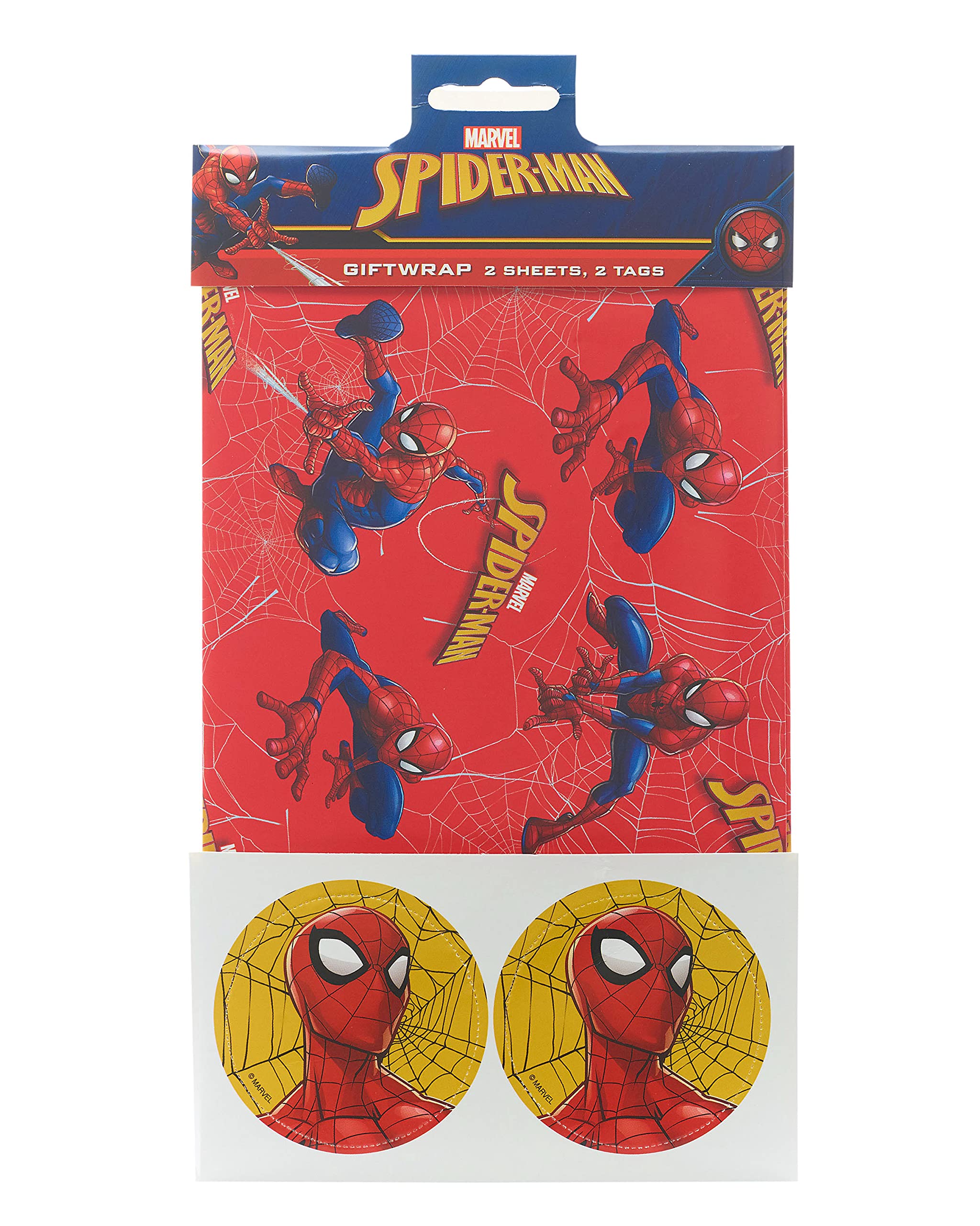 UK Greetings Spider-Man Gift Wrap Pack | 2 Sheets & 2 Tags | FSC Certified Paper 1