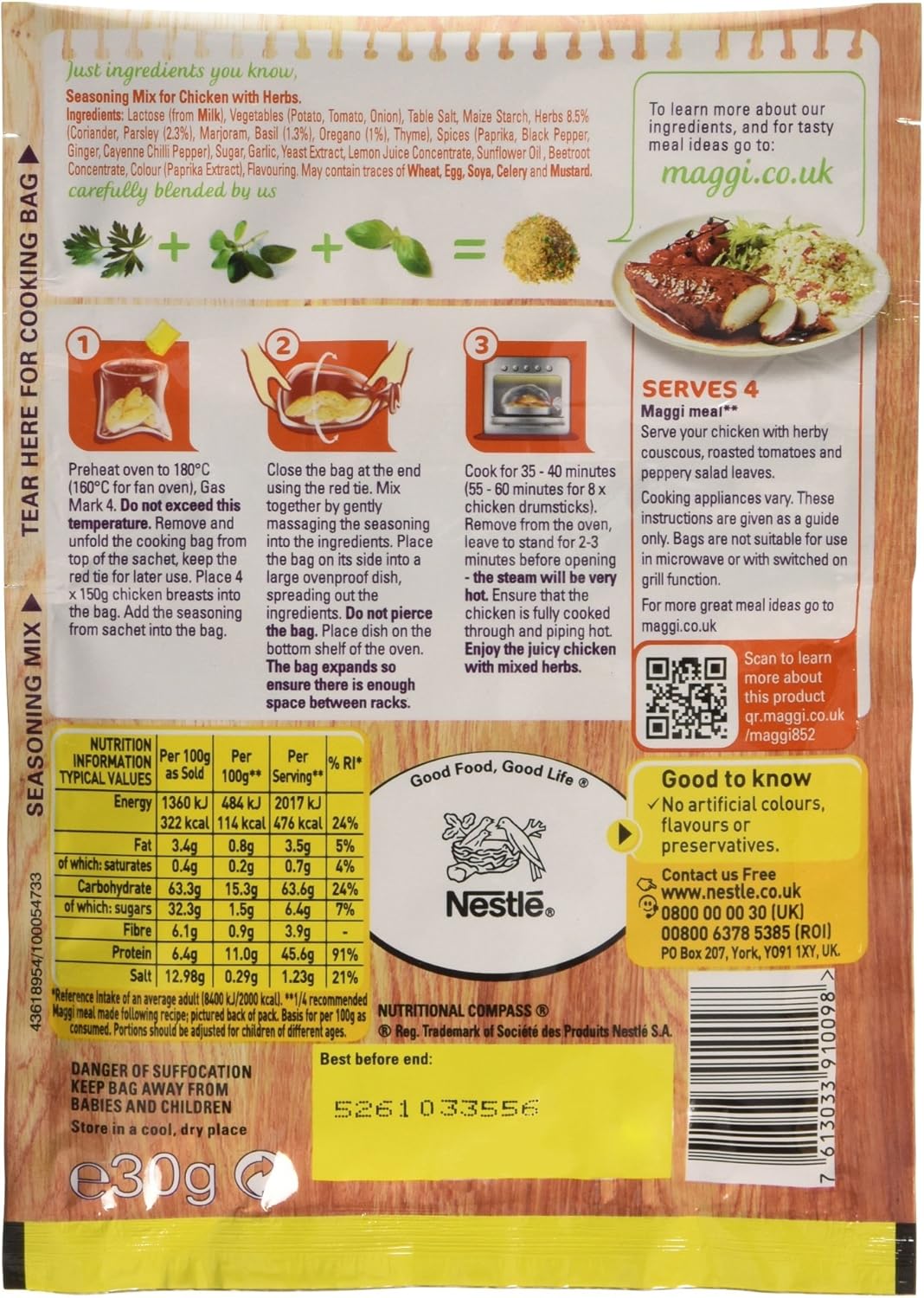 MAGGI So Juicy Mixed Herbs Hähnchengewürz mit Kochbeutel, 30g 5