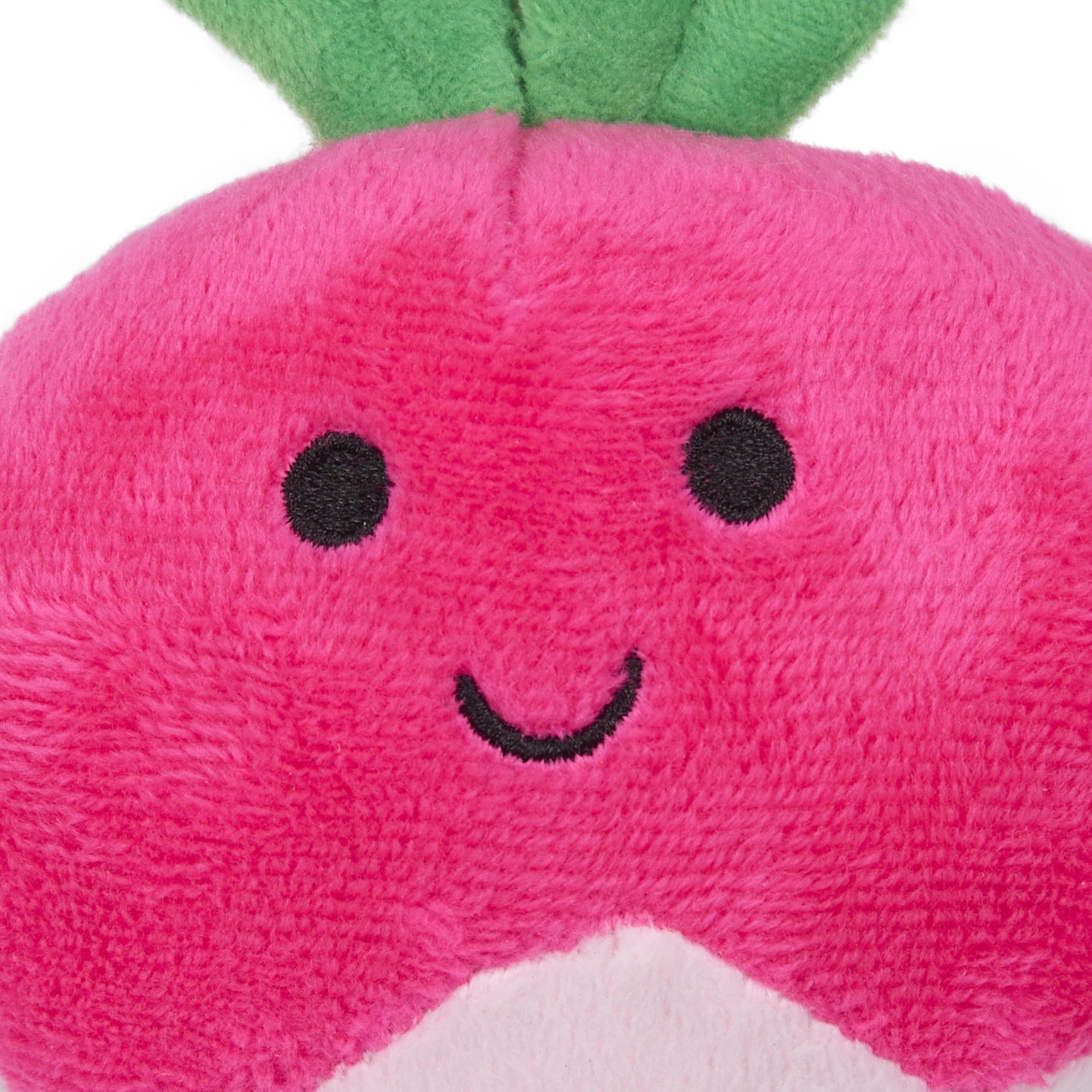 Petface Reuben Radish Plush Dog Toy - Squeaker & Crinkle Leaves | Polyester | Pack of 1 4