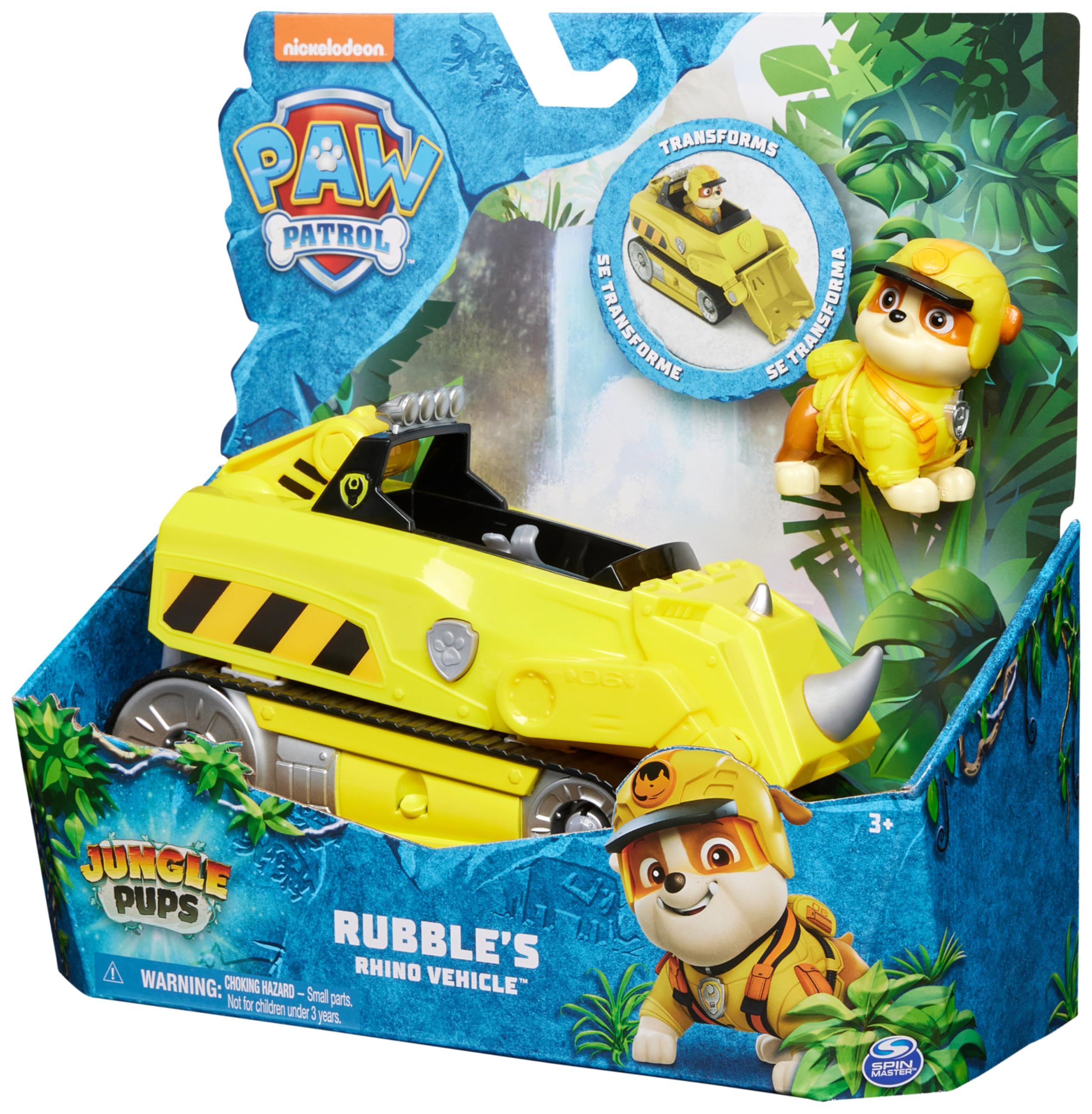 Paw Patrol Jungle Pups Rubble Rhino Vehicle with Action Figure - Transforming Toy Truck for Kids 3+ 16