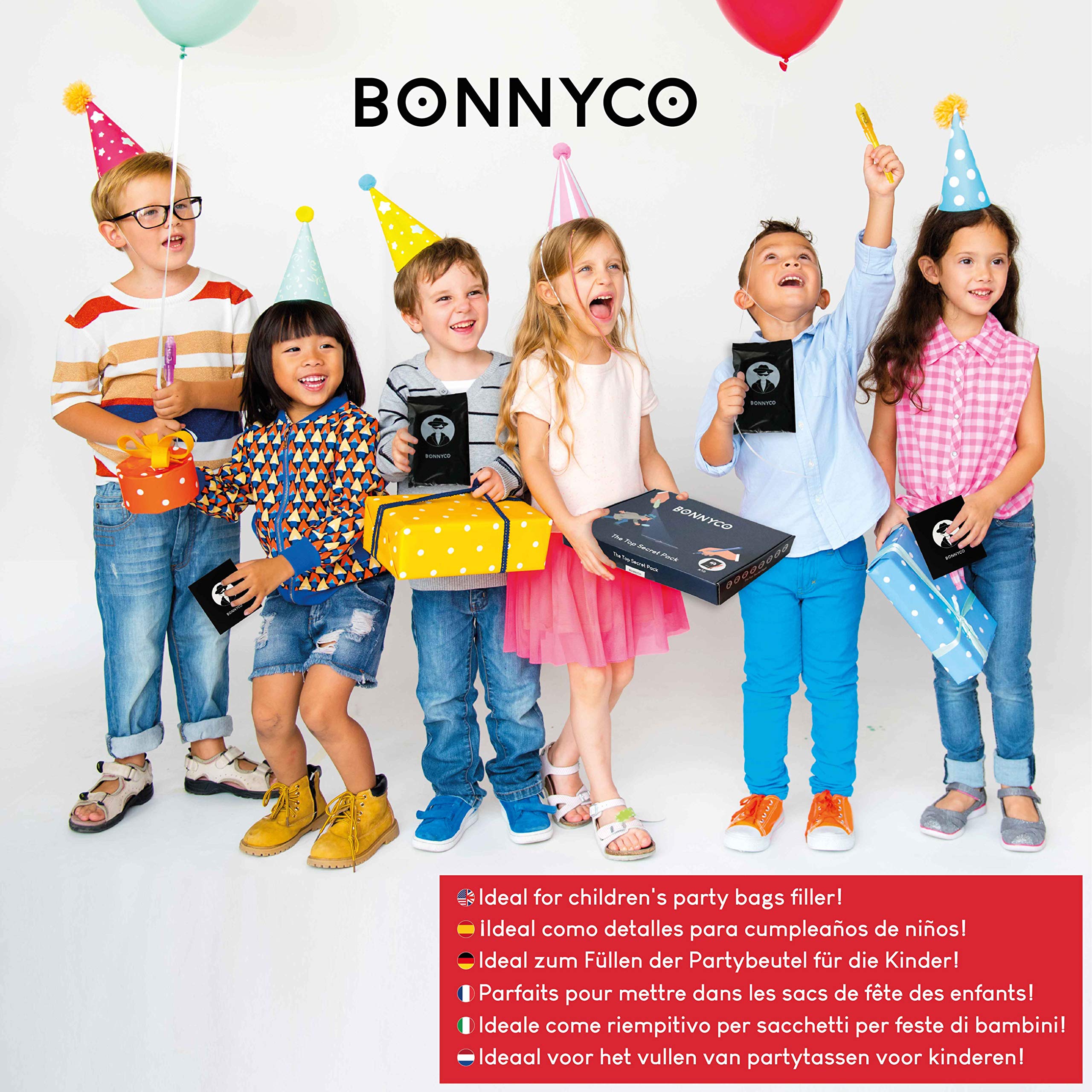 BONNYCO Invisible Ink Pen and Notebook Set - Pack of 16 UV Magic Pens with Notepads for Kids 7
