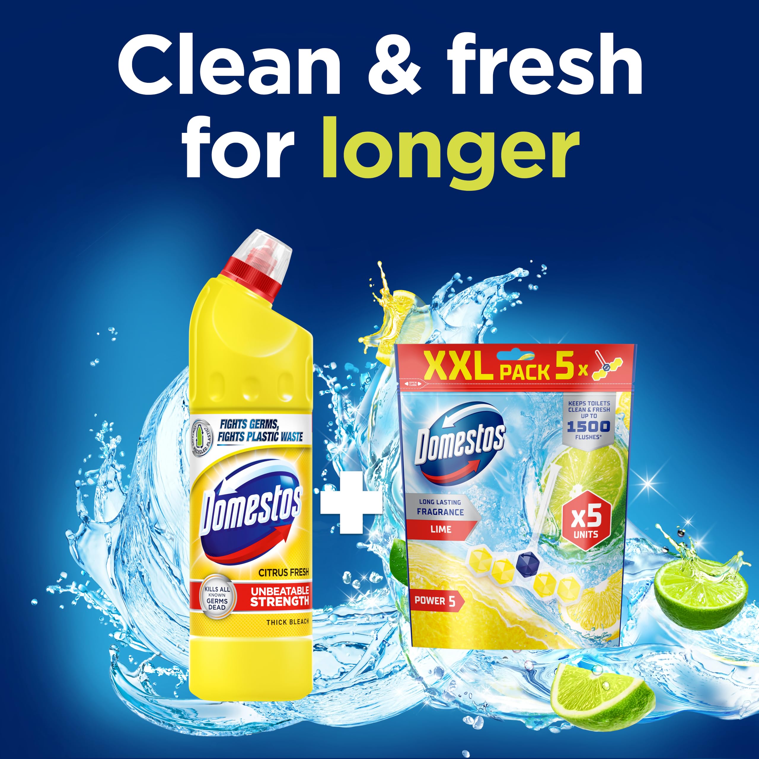 Domestos Power 5 Lime WC-Stein – Langanhaltender Toiletten-Erfrischer für bis zu 300 Spülungen 6