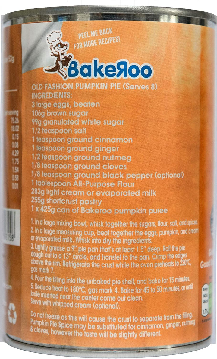 Bakeroo Tinned Pumpkin Puree 100% Natural - 425g