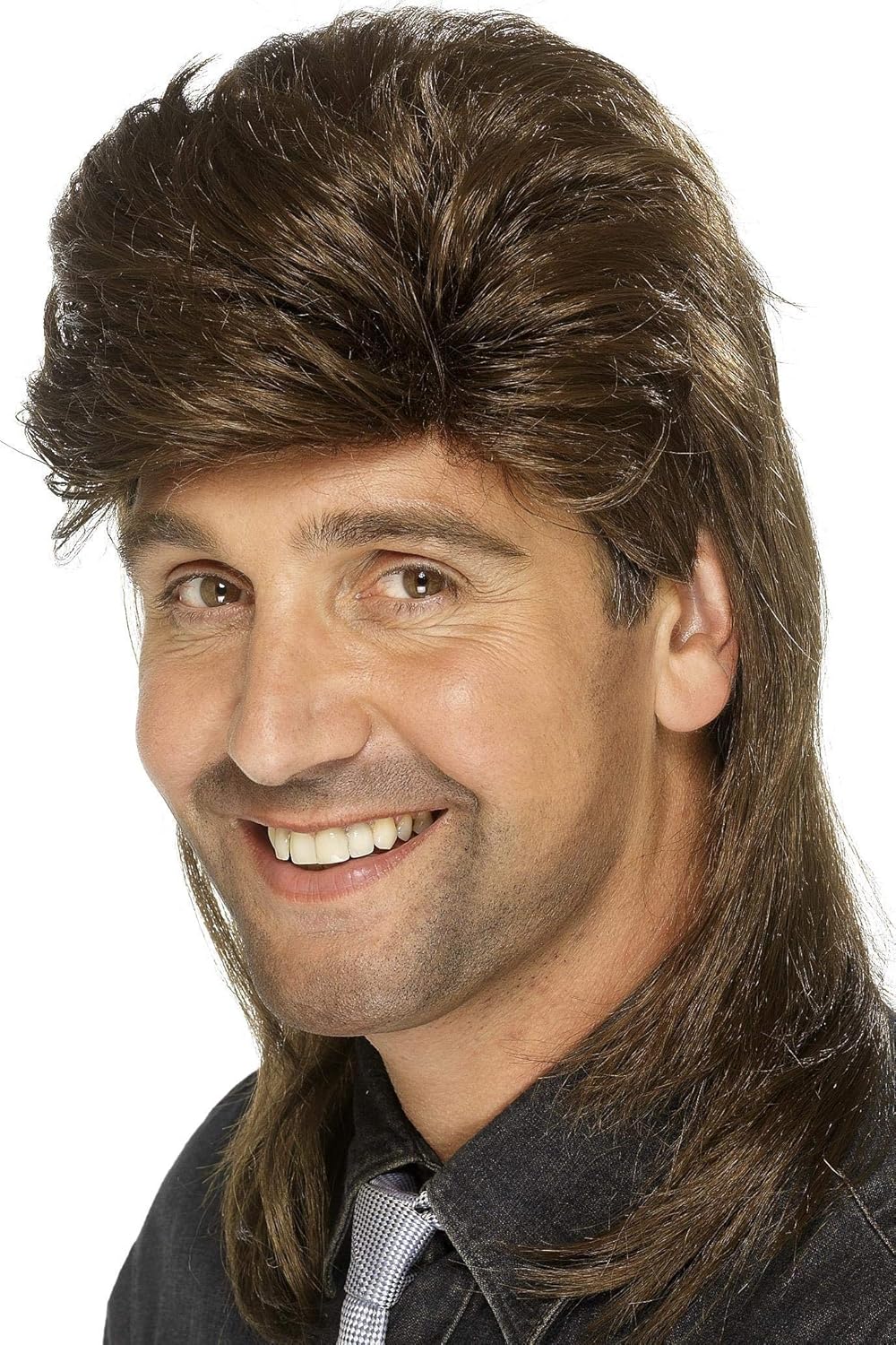 Smiffys 80s Mullet Wig - Brown 1