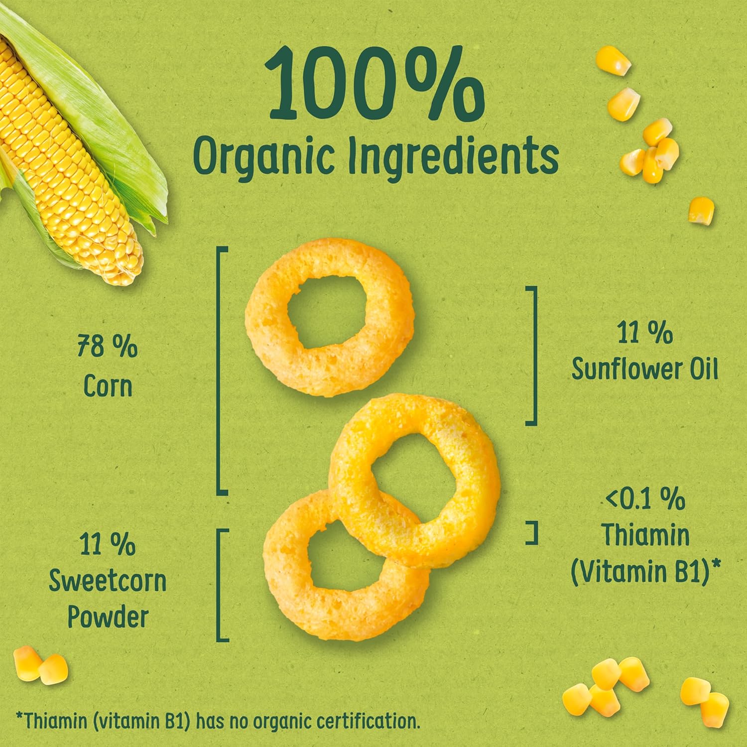 Organix Melty Sweetcorn Rings Organic Baby Finger Food Snack 20g (Pack of 8) 6