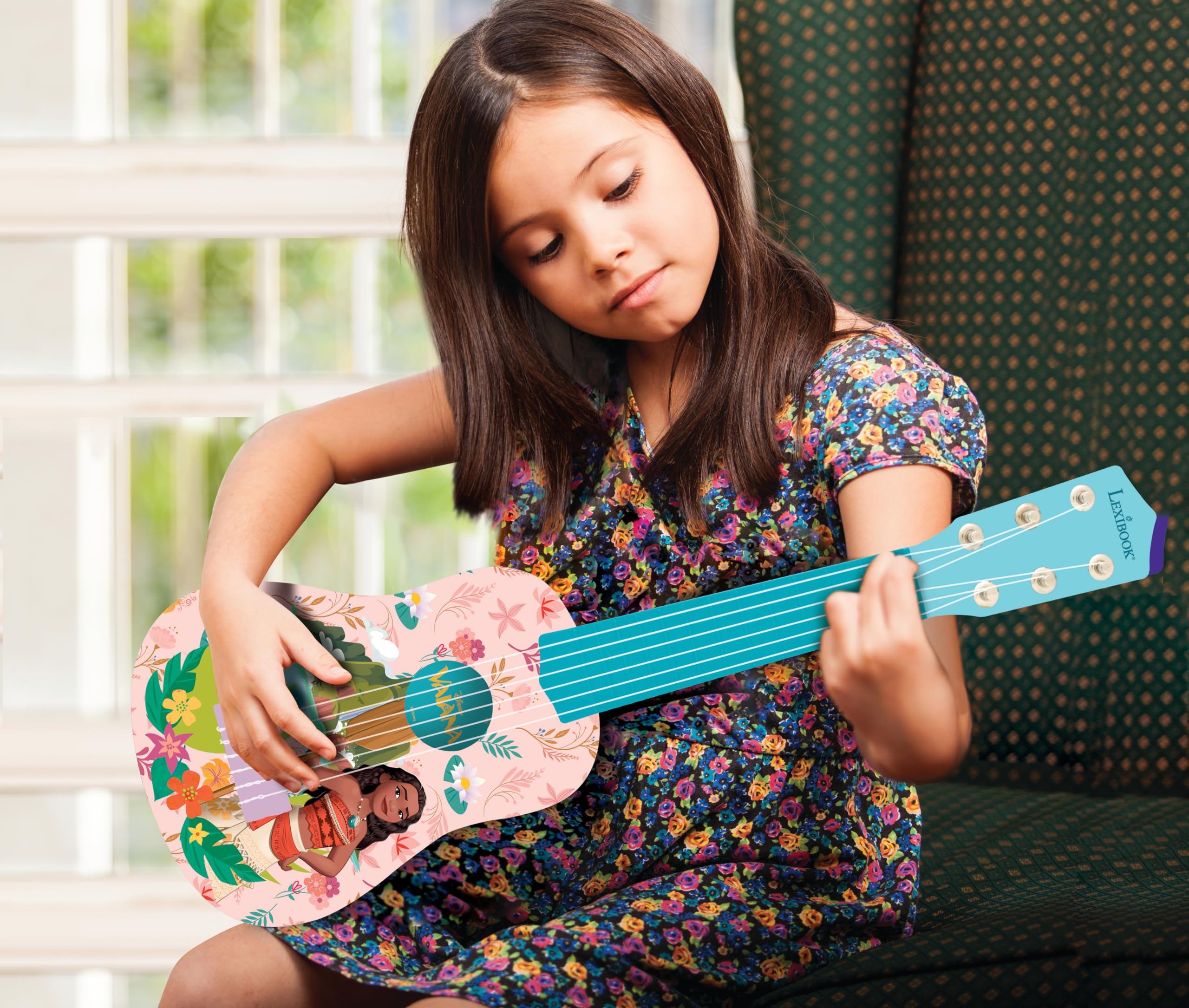 Lexibook Disney Moana My First Guitar - 6 Nylon Strings, 53 cm, Pink/Blue, Ages 3+ 7