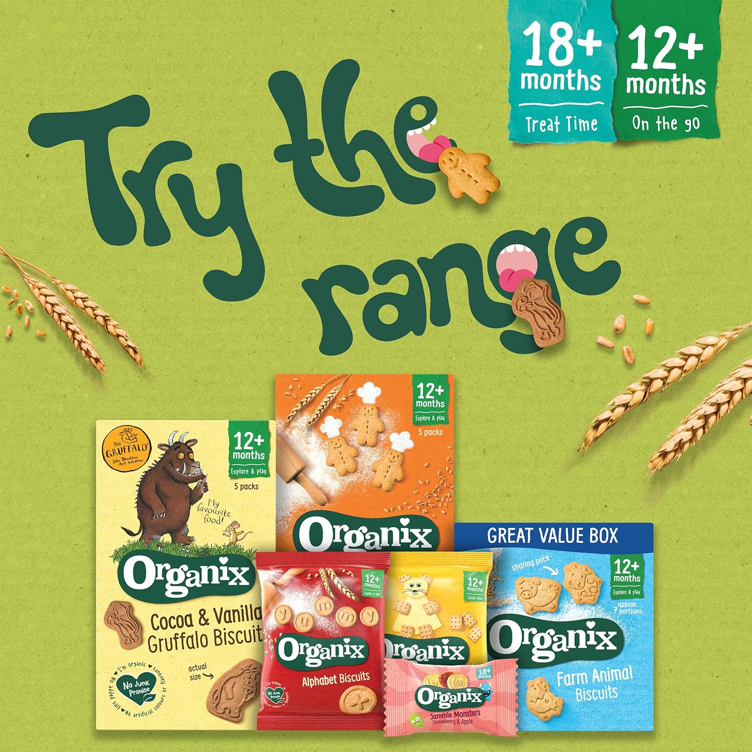 Organix Farm Animal Organic Toddler Snack Biscuits 12+ Months 100g (Pack of 5) 6