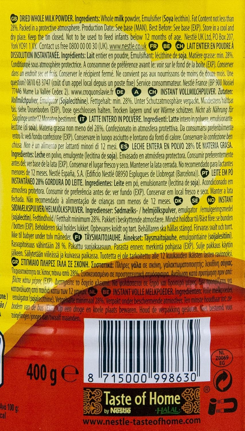 Nido Instant Full Cream Milk Powder 400g Tin 10