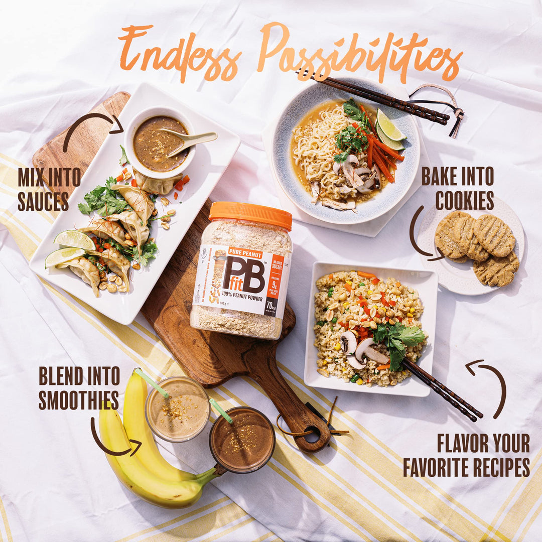 PBfit Pure Peanut Powder - No Added Sugar, 9g Plant Based Protein, 82% Less Fat