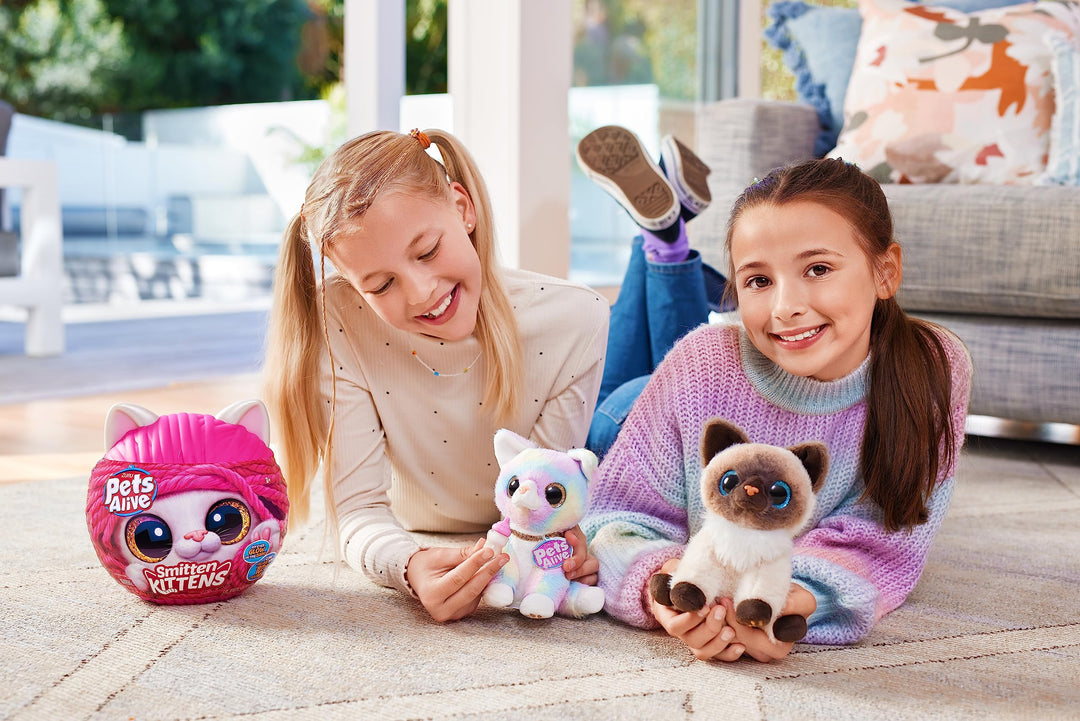 Pets Alive Smitten Kitten Lucky - Interactive Electronic Plush Toy with 10 Real Kitten Sounds, Ages 3+