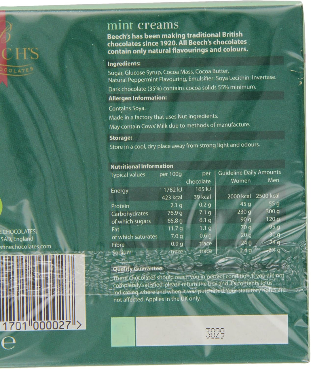 Beeches Dark Chocolate Mint Creams 90 g