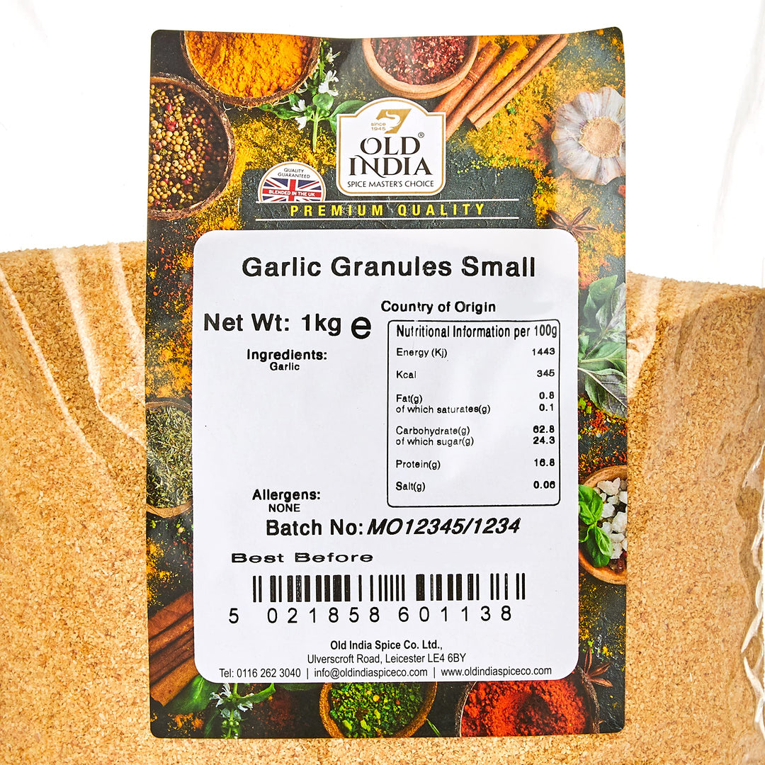 Old India Garlic Granules 1kg - Natural, Additive-Free Spice for Cooking
