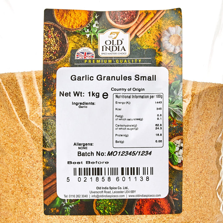 Old India Garlic Granules 1kg - Natural, Additive-Free Spice for Cooking