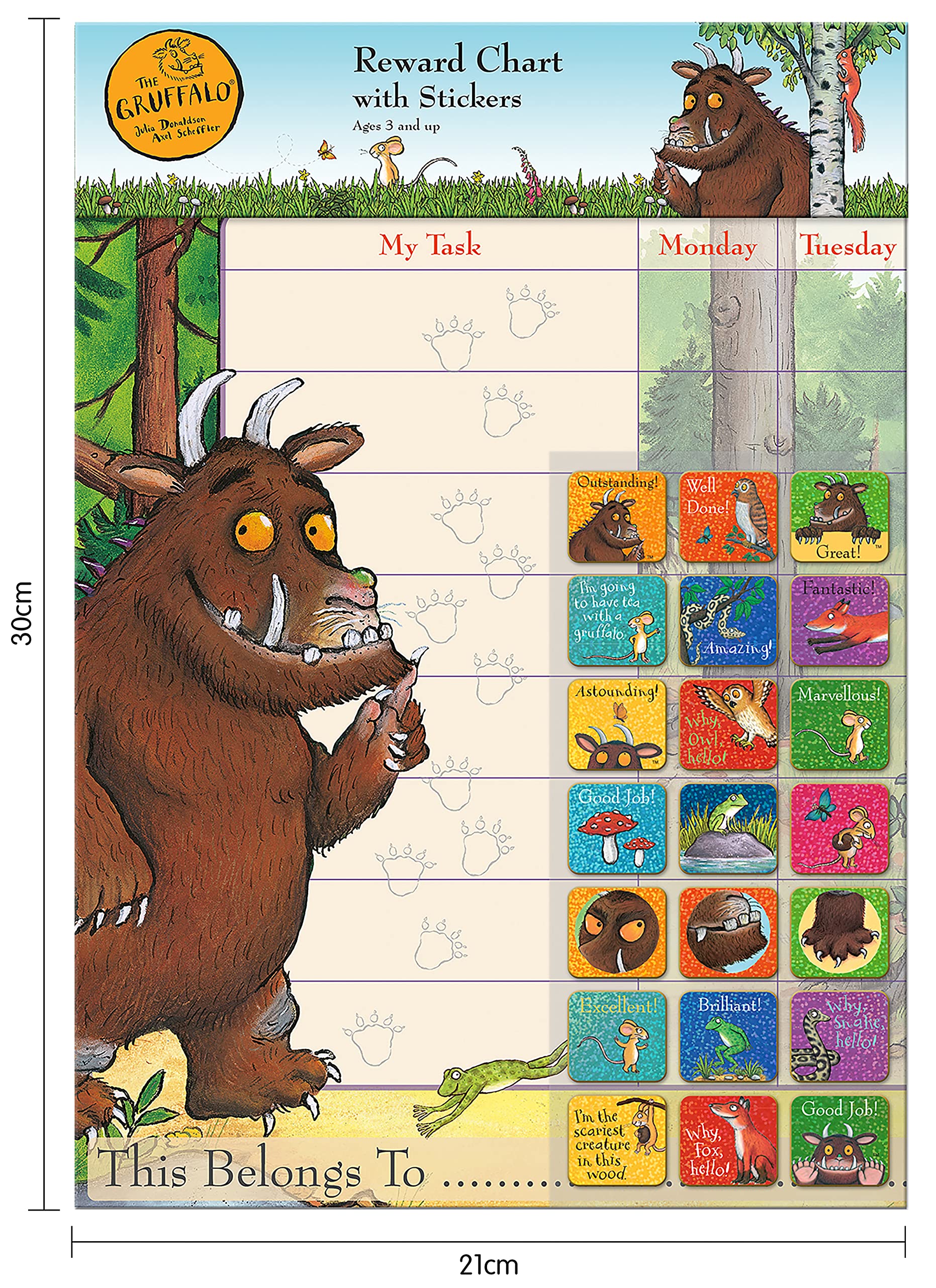 Paper Projects The Gruffalo Reward Chart with Reusable Sparkly Stickers | Multicolor | 29.7cm x 42cm 7