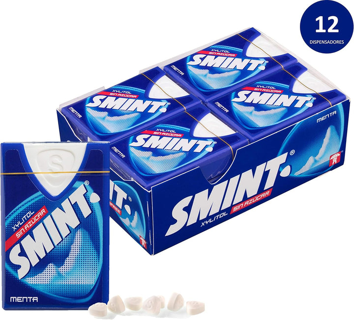 Smint Peppermint Powermints Sugar-Free Xylitol Tooth-Friendly Mints (Pack of 12, 8g Each)
