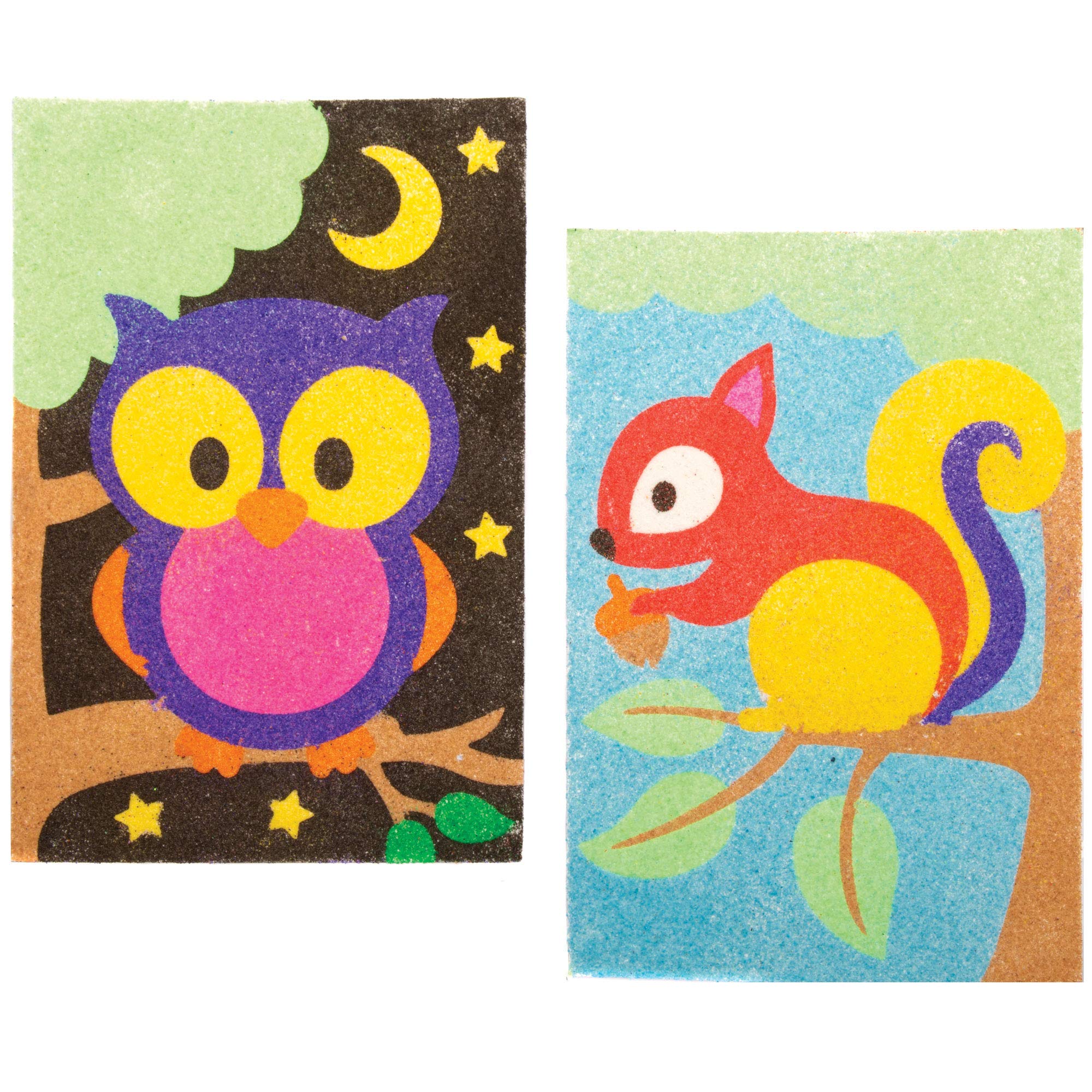 Baker Ross Woodland Animal Sand Art Pictures - Pack of 8 Assorted Designs 3