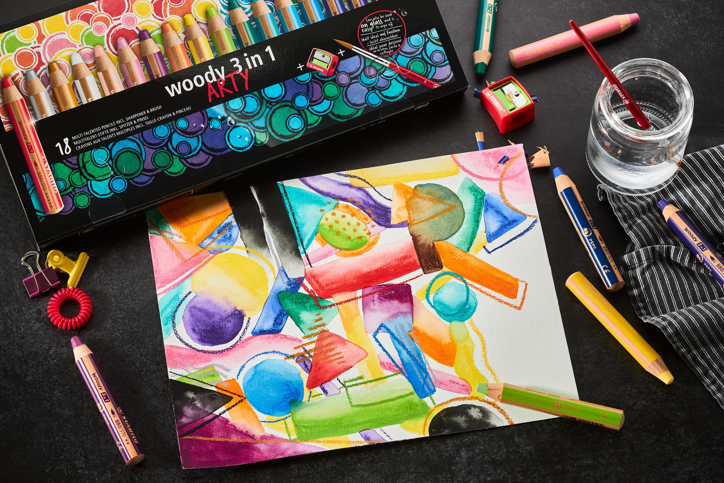STABILO woody 3-in-1 ARTY Pencil - 18 Assorted Colours Wallet with Sharpener & Brush 6