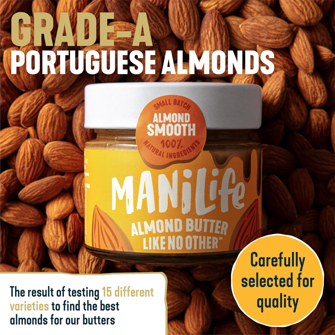 MANÍLIFE Smooth Almond Butter, 1kg Jar - Vegan Nut Spread with Sea Salt