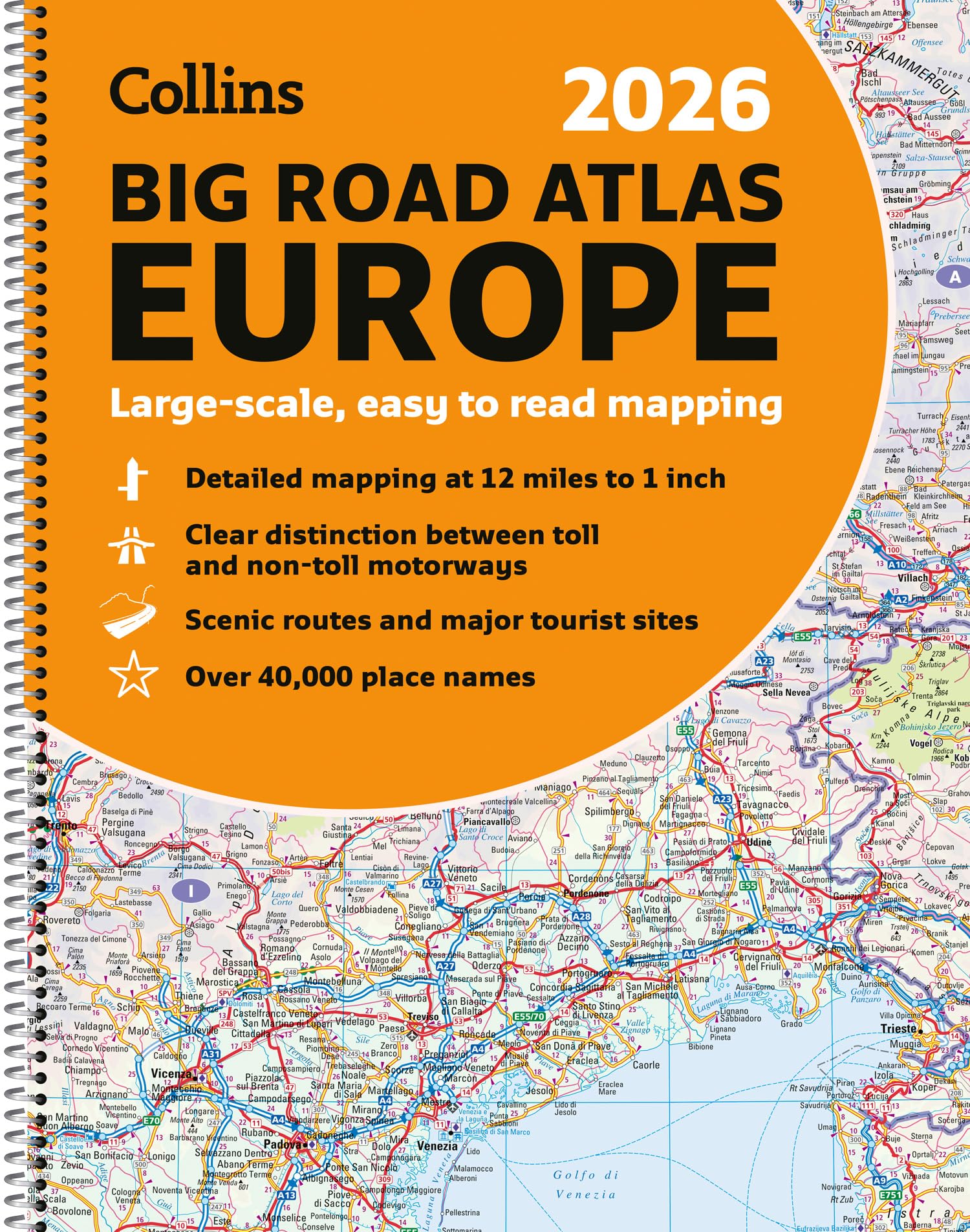 Collins Big Road Atlas Europe 2026 - A3 Spiral Bound | Clear Mapping | New Edition 1
