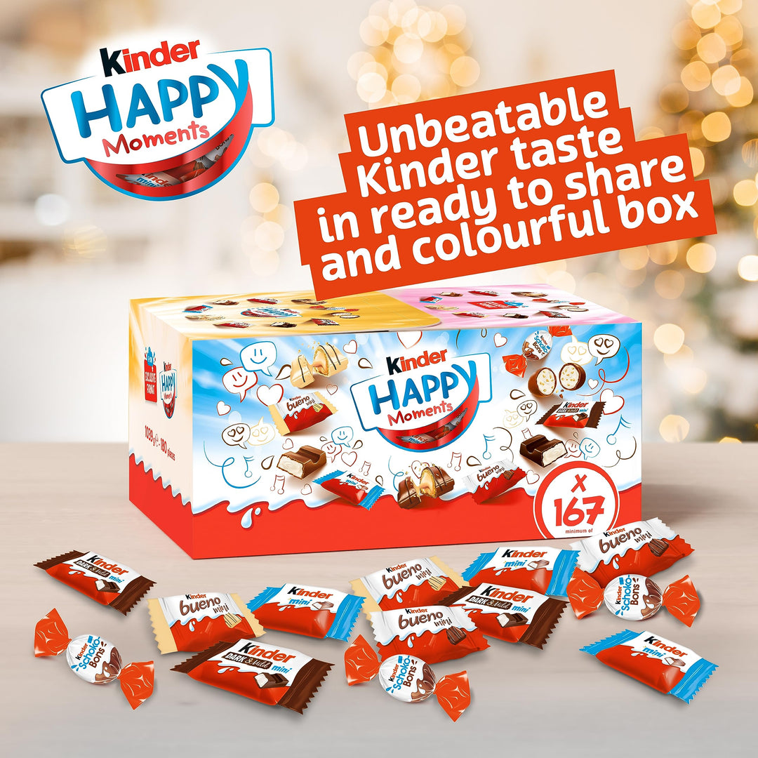 Kinder Happy Moments Exclusive Chocolate Gift Box - 1kg Bulk Share Pack with Assorted Minis