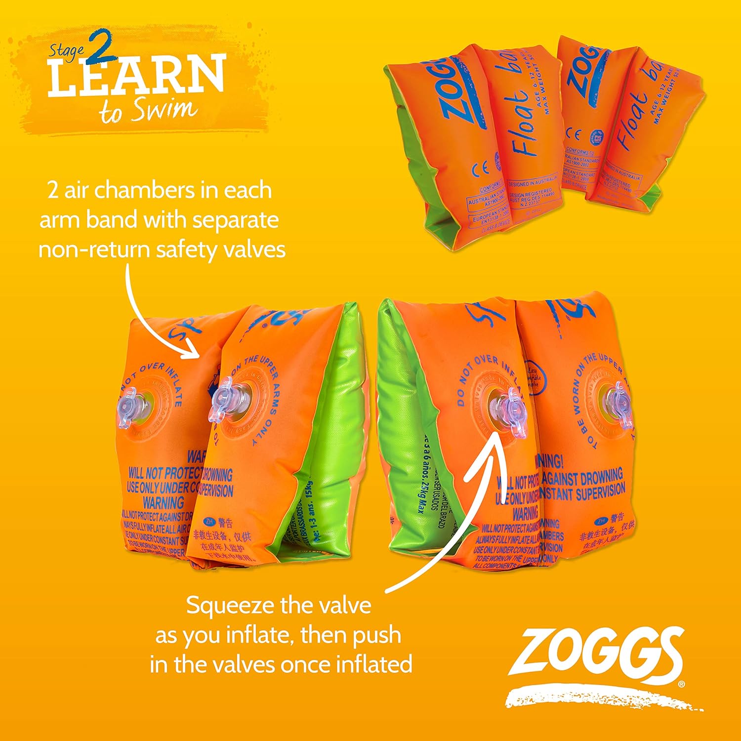 Zoggs Swimming Aid Float Arm Bands - Buoyancy Aid for Kids Ages 0-12 6