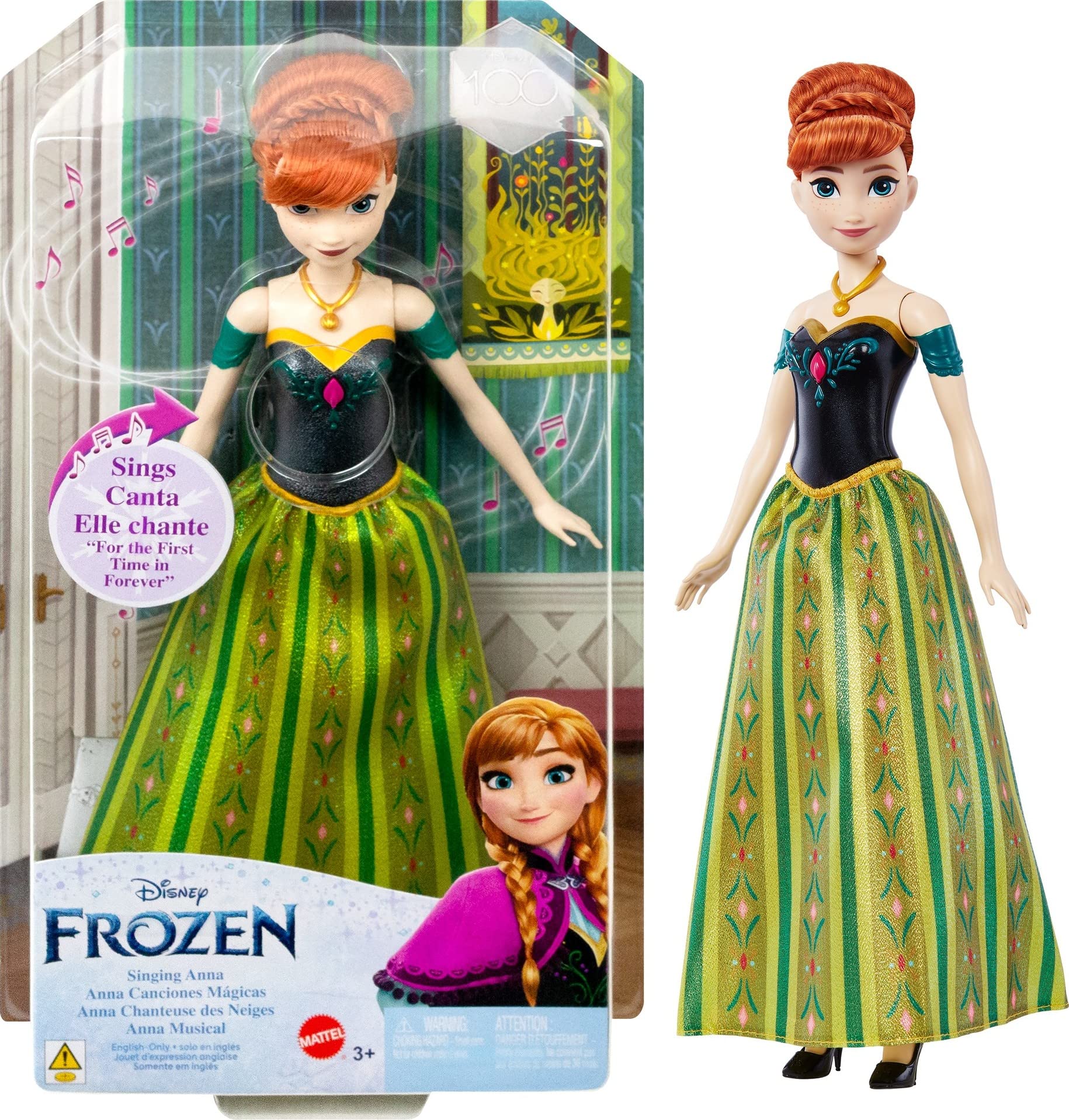 Disney Frozen Singing Anna Doll - Plays 'For the First Time in Forever' Song, Wears Signature Castle Outfit, Soft Brushable Hair, Ages 3+, HLW56 1