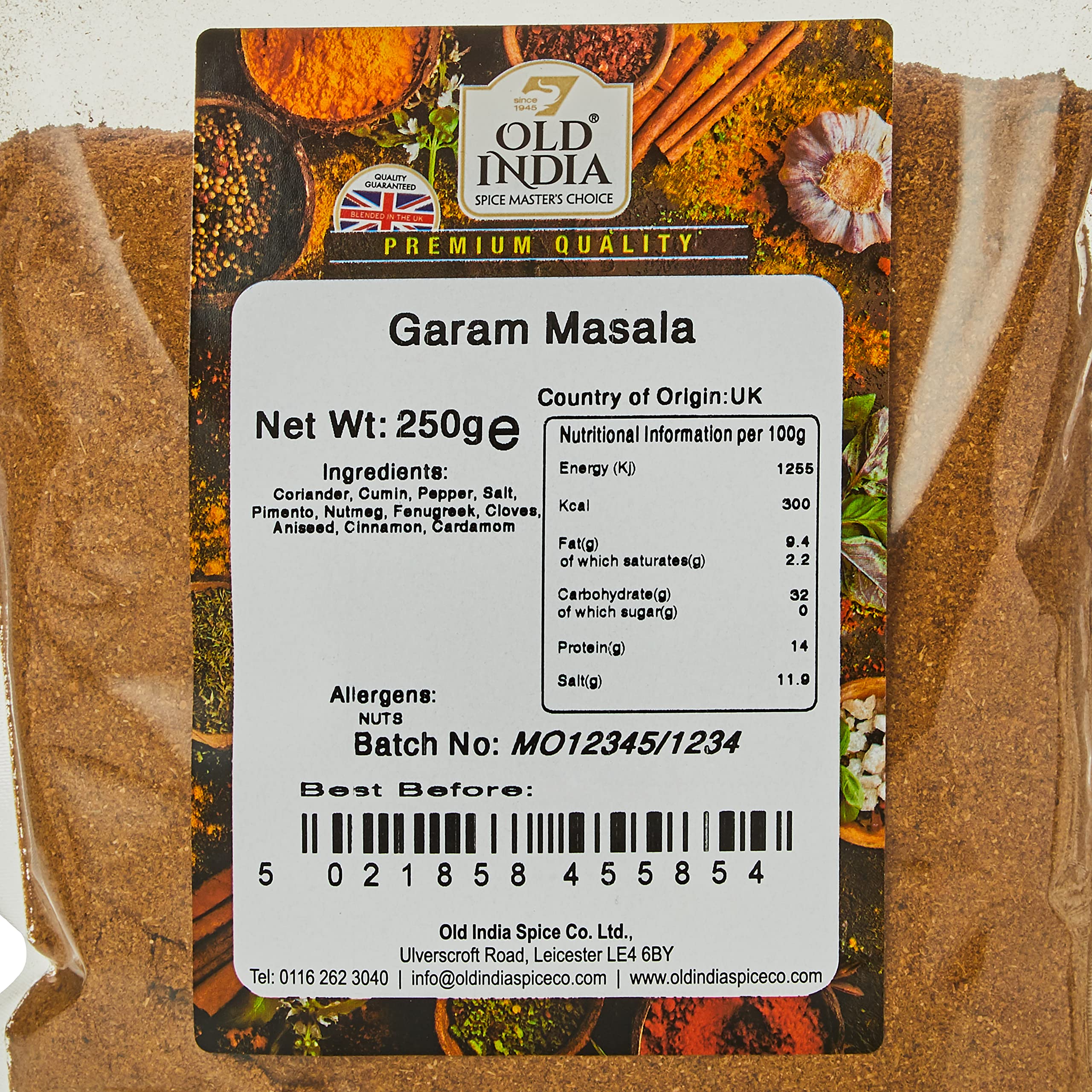 Old India Garam Masala Powder - 100% Natural, Additive & GMO Free | 250g Bag
