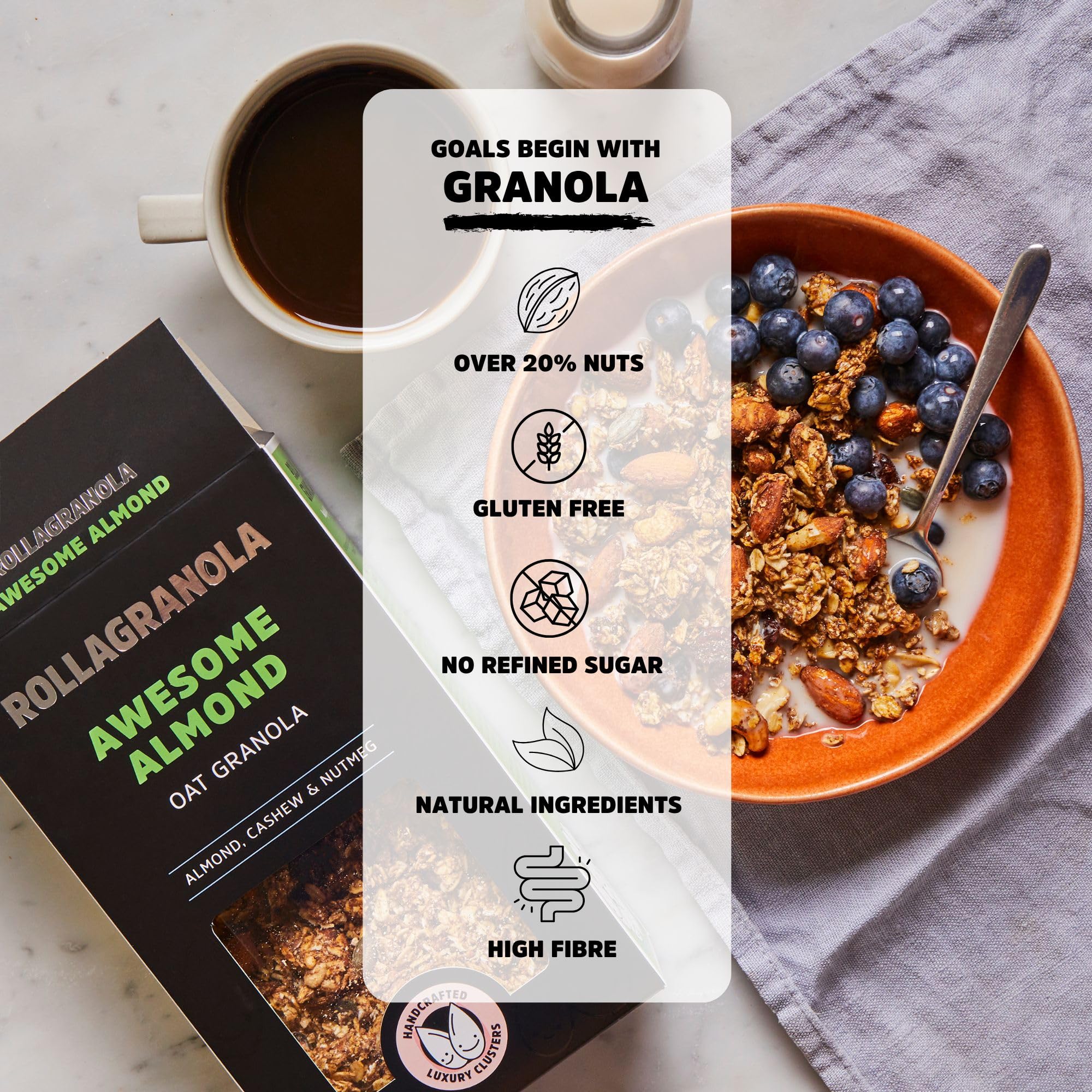 Rollagranola Awesome Almond Oat Granola - 400g Pack | Over 38% Nuts | Vegan & Gluten Free 2