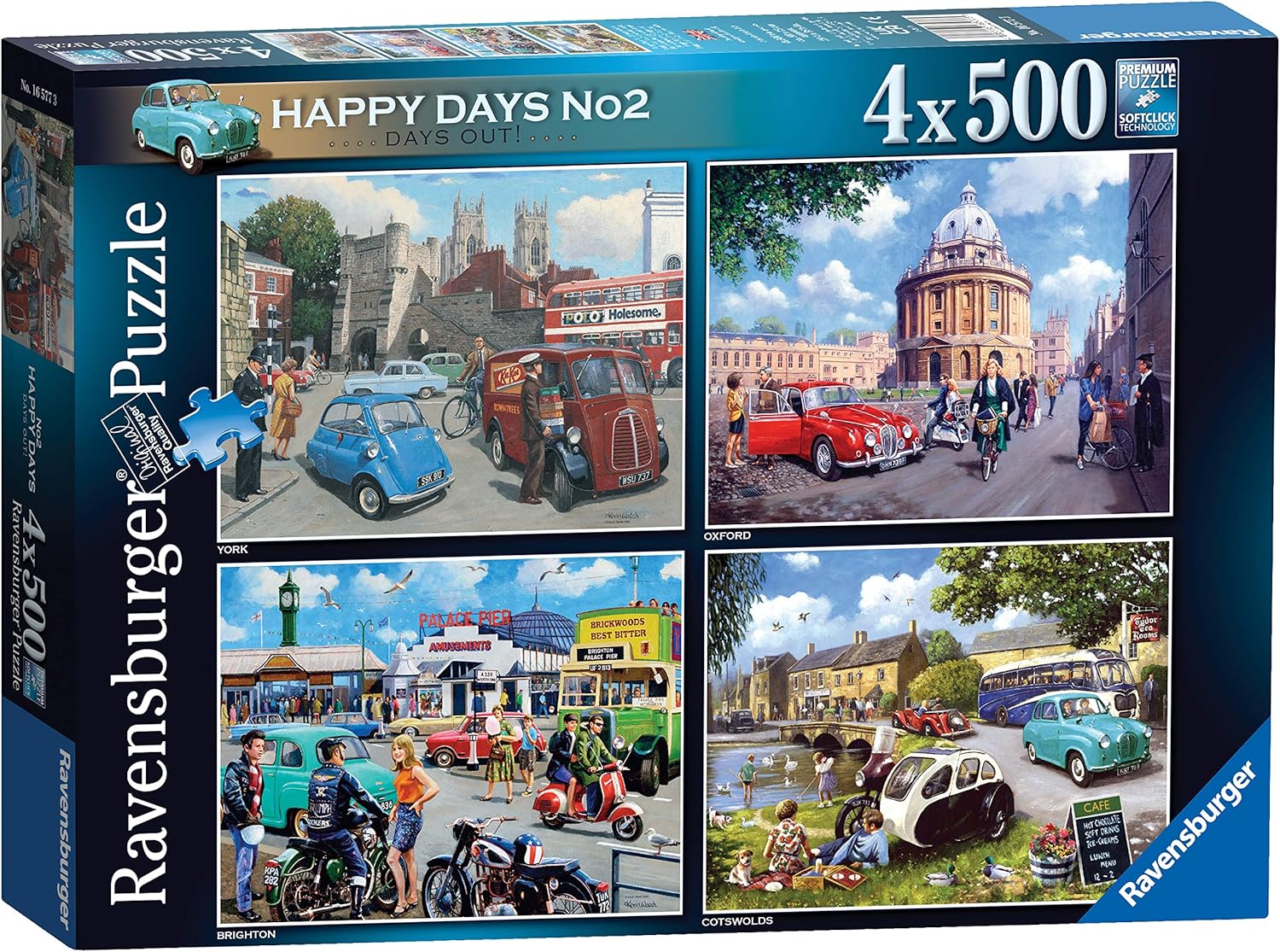 Ravensburger Happy Days Collection No. 2 Days Out - 4x 500 Piece Jigsaw Puzzle Set 1