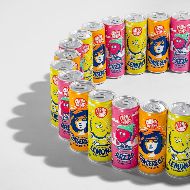 KARMA DRINKS Razza Raspberry Lemonade - Organic Gluten-Free Sparkling Drink (250ml x 4 Cans)