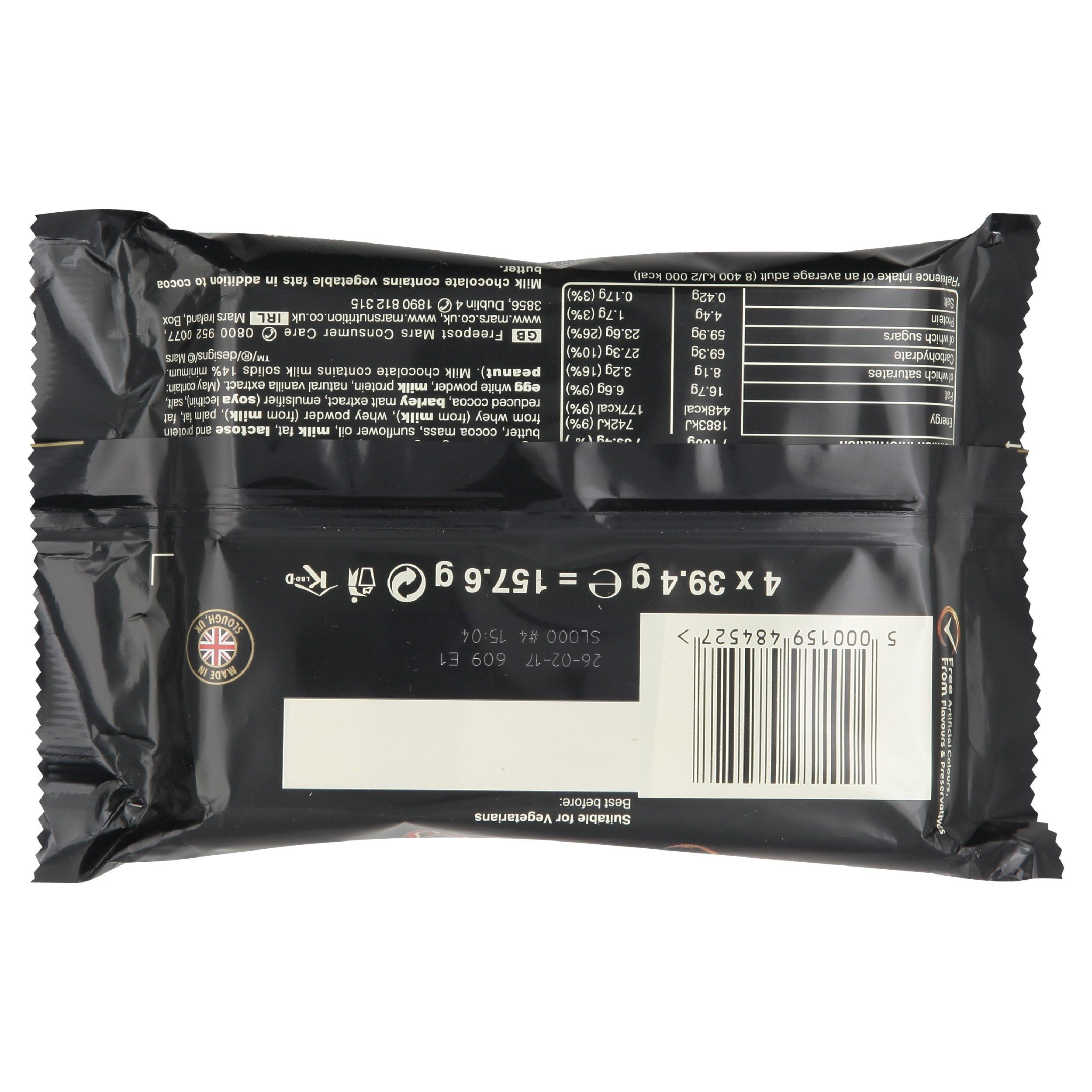 Mars Caramel, Nougat & Milk Chocolate Snack Bars Multipack, 4 x 39.4g 6