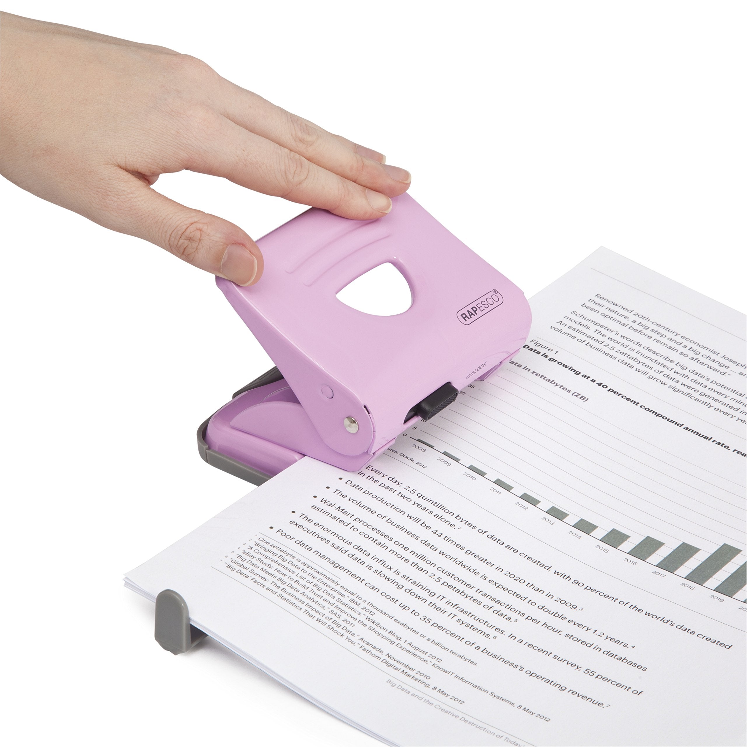 RAPESCO 1358 2-Hole Metal Punch - 25 Sheet Capacity | Candy Pink | 80mm Standard Distance 2