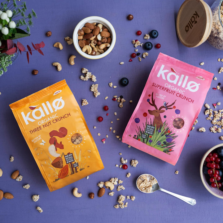 Kallo Organic Three Nut Crunch Granola, 360g – High-Fibre, Wholegrain Breakfast Cereal