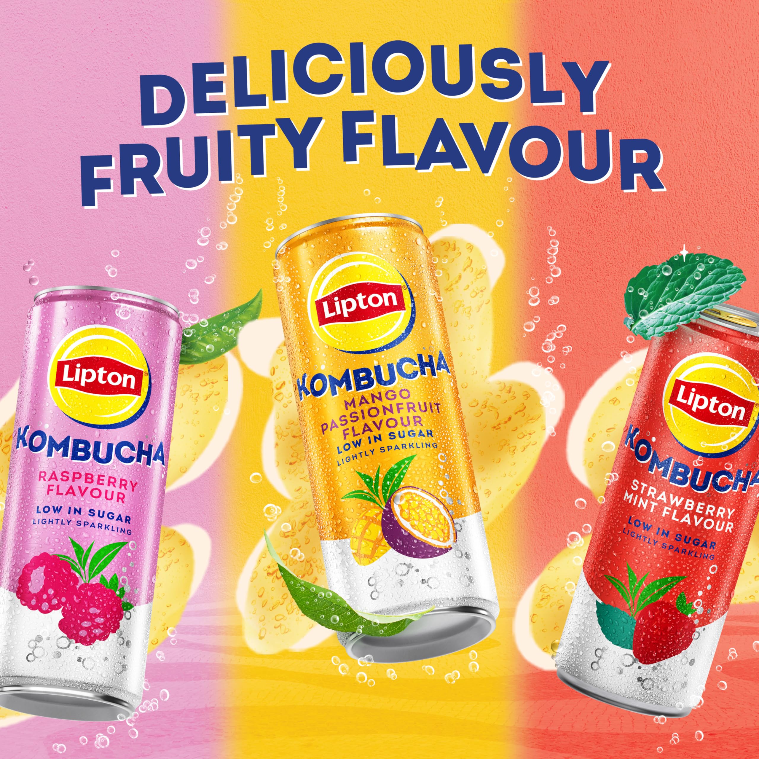 Lipton Kombucha Strawberry & Mint Flavored Tea Drink, 250ml (Pack of 4) 5