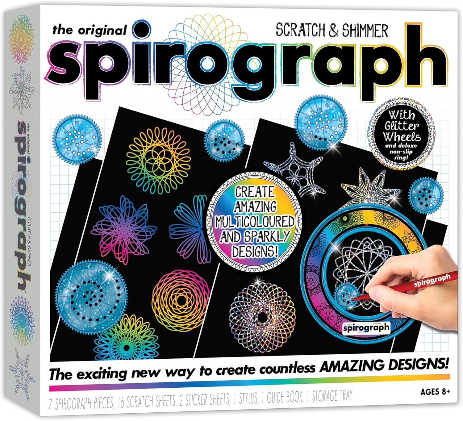 Spirograph Scratch & Shimmer - Glitter Precision Wheels & Rainbow Scratch Art Set 1