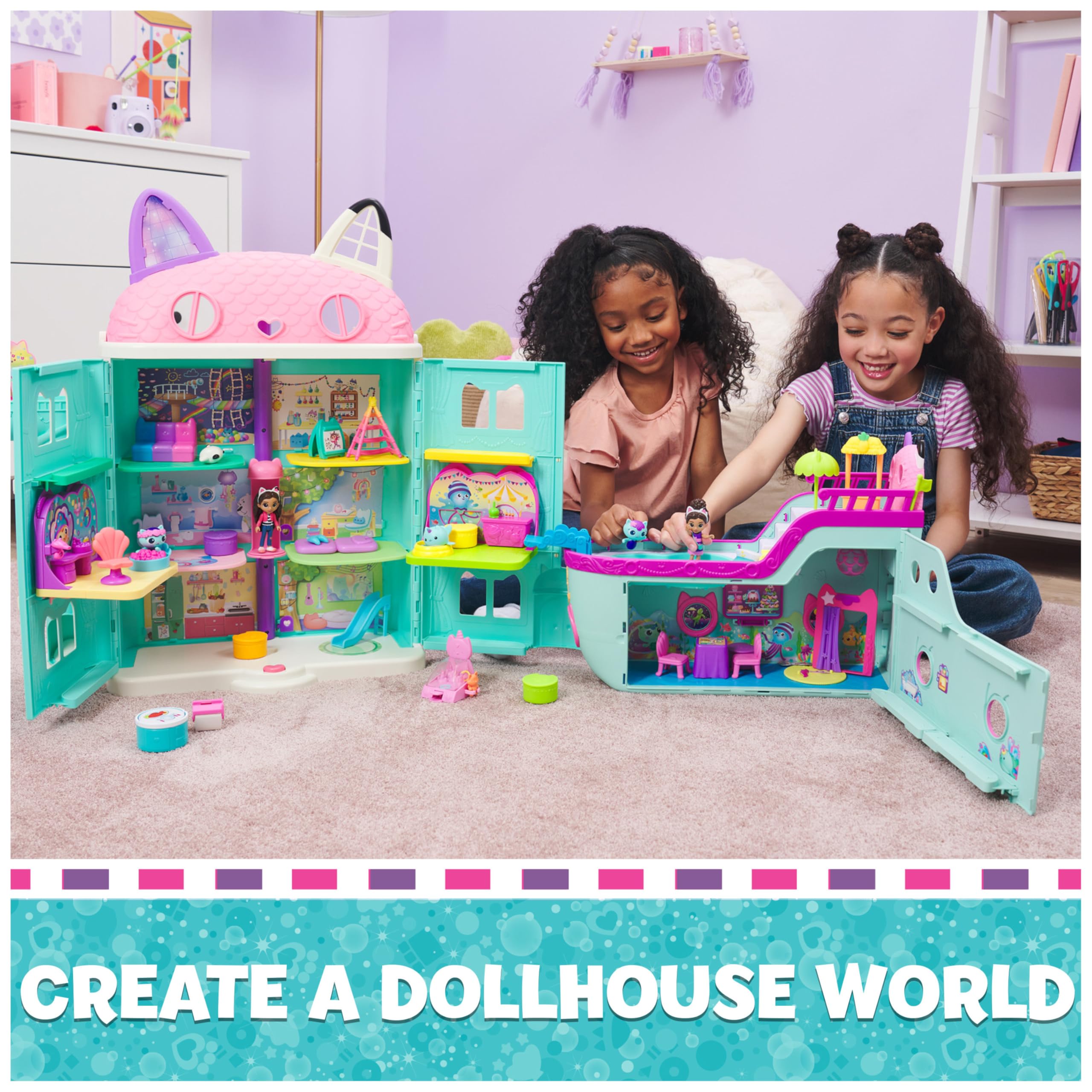 Gabby's Dollhouse MerCat Spa Room Playset - Bubble Bath & Rotating Spa Chair, 3+ Years 13