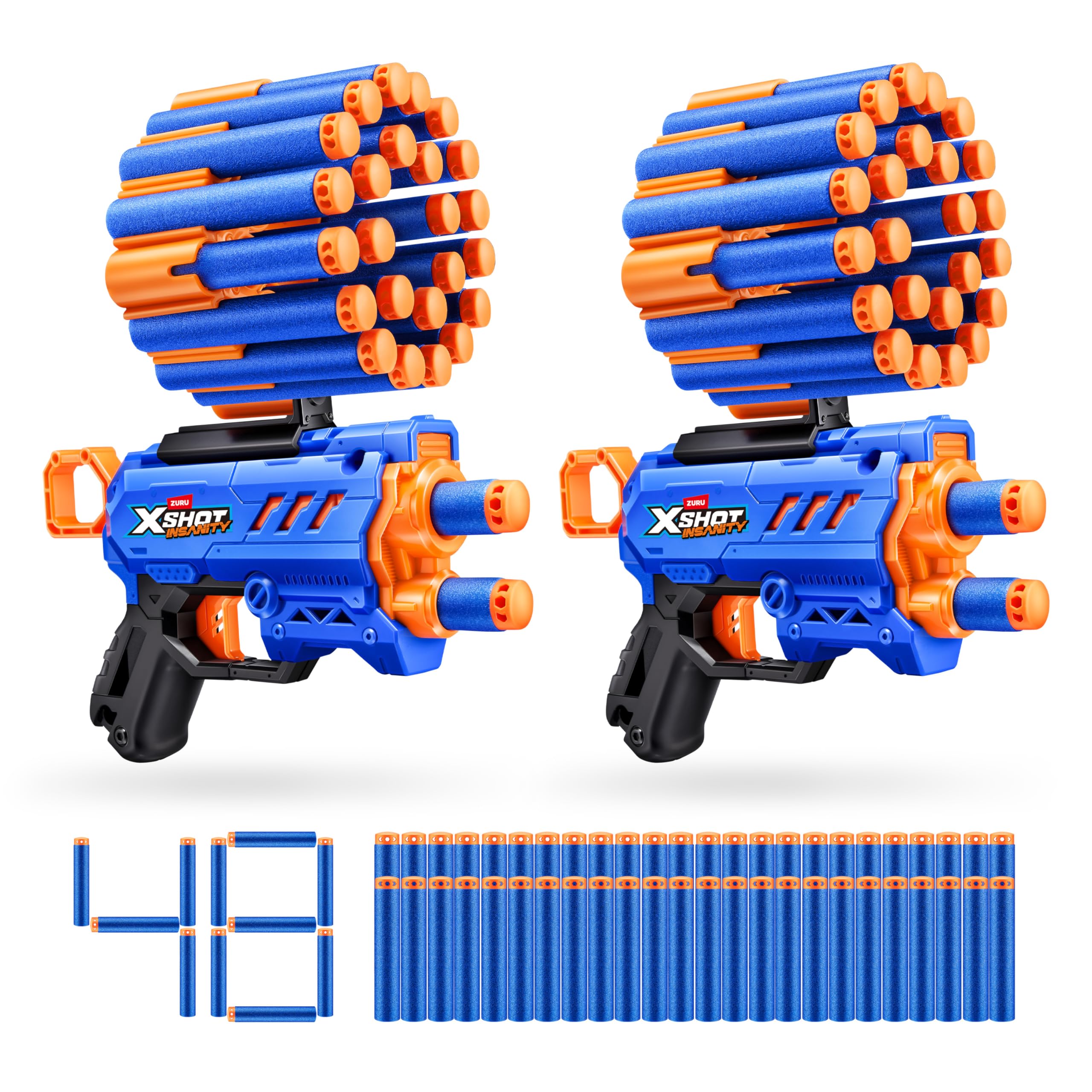 XSHOT Insanity Micro Blaster Dual Pack by ZURU with 48 Air Pocket Darts | 98 ft Range 1