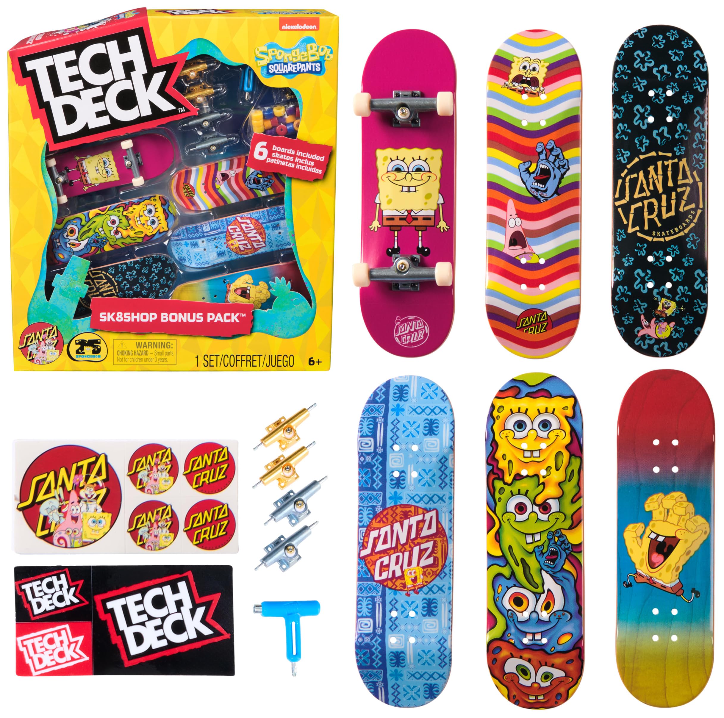 Tech Deck Spongebob Sk8shop Fingerboard Bonus Pack | Customize 3 Boards | Ages 6+ 1