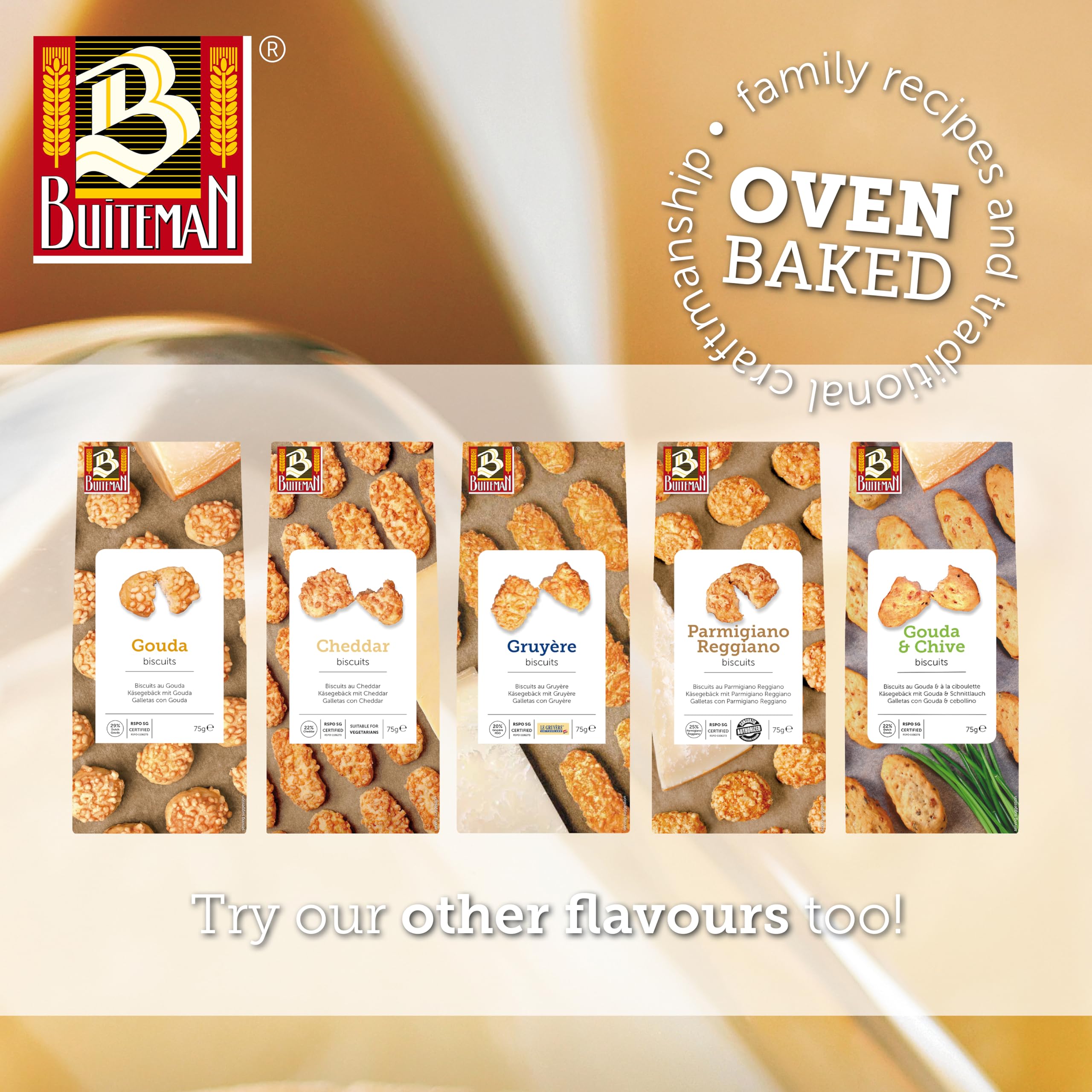 Buiteman Gouda Biscuit 75g - Savoury Crumble Biscuit with Aged Cheese Flavor 8