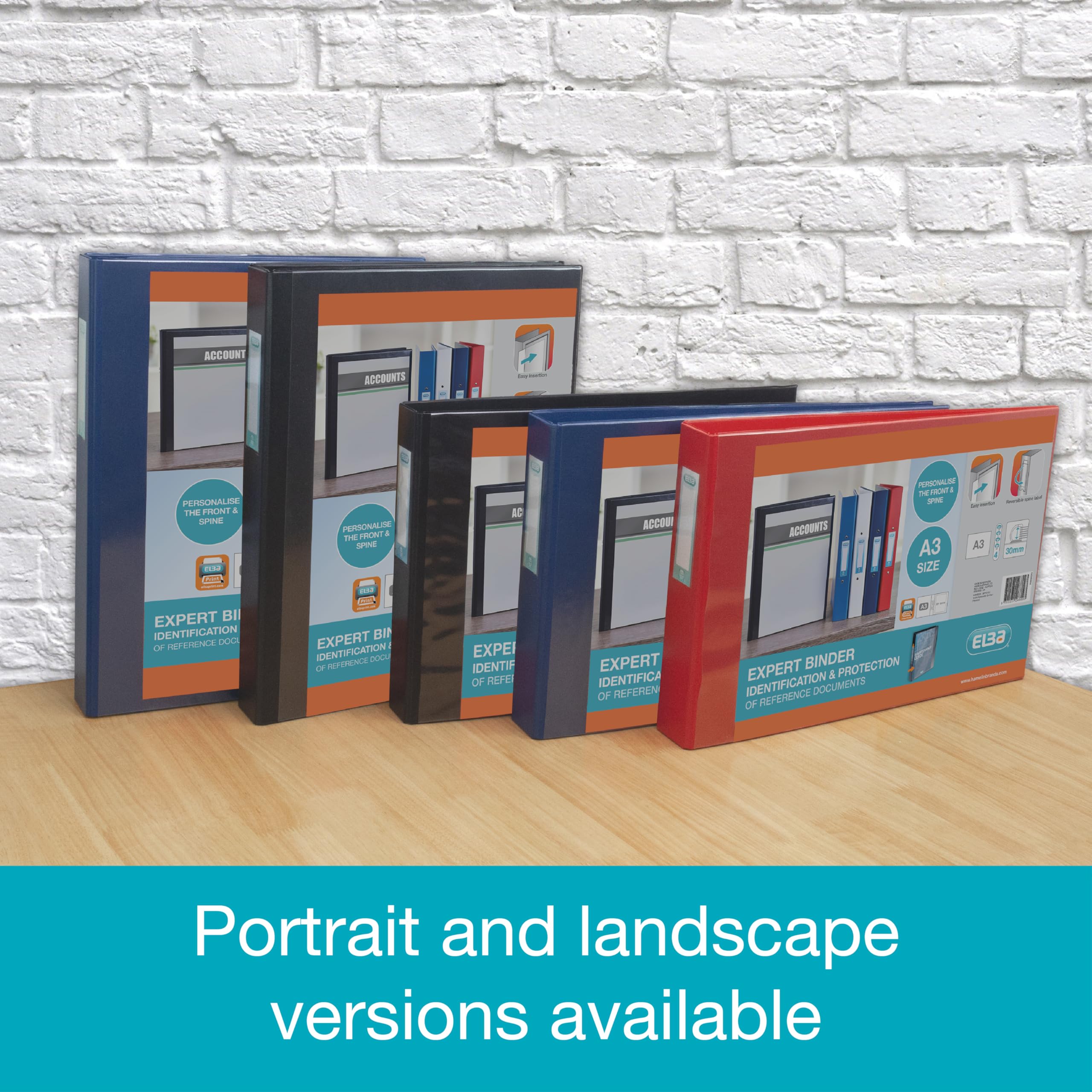 Elba A3 Landscape Padfolio Ring Binder - 4 D-Ring | 55mm Spine | 30mm Capacity | Black PVC 7