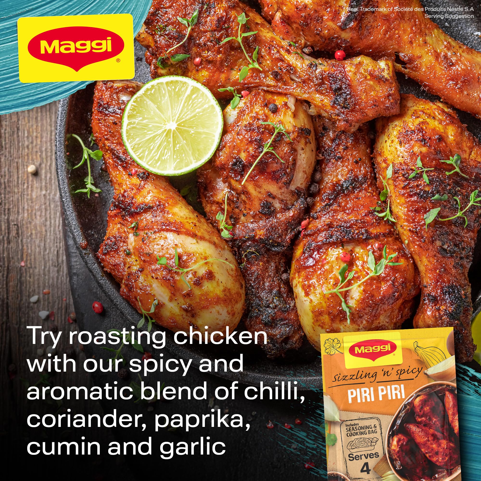 MAGGI So Juicy Smokey Piri Piri Chicken Rezeptmischung 27g 5