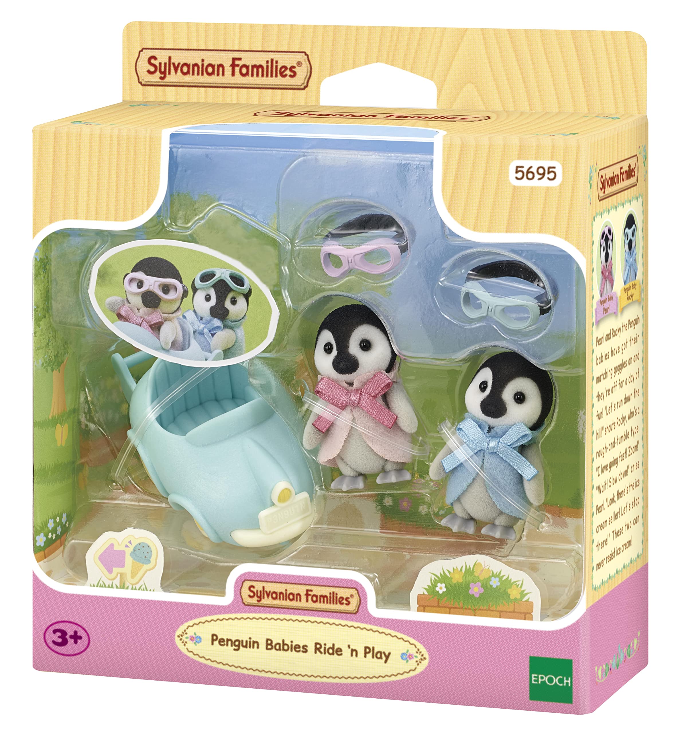 EPOCH Sylvanian Families Penguin Babies Ride ‘n Play Playset | Ages 3+ | Multicolor Plastic