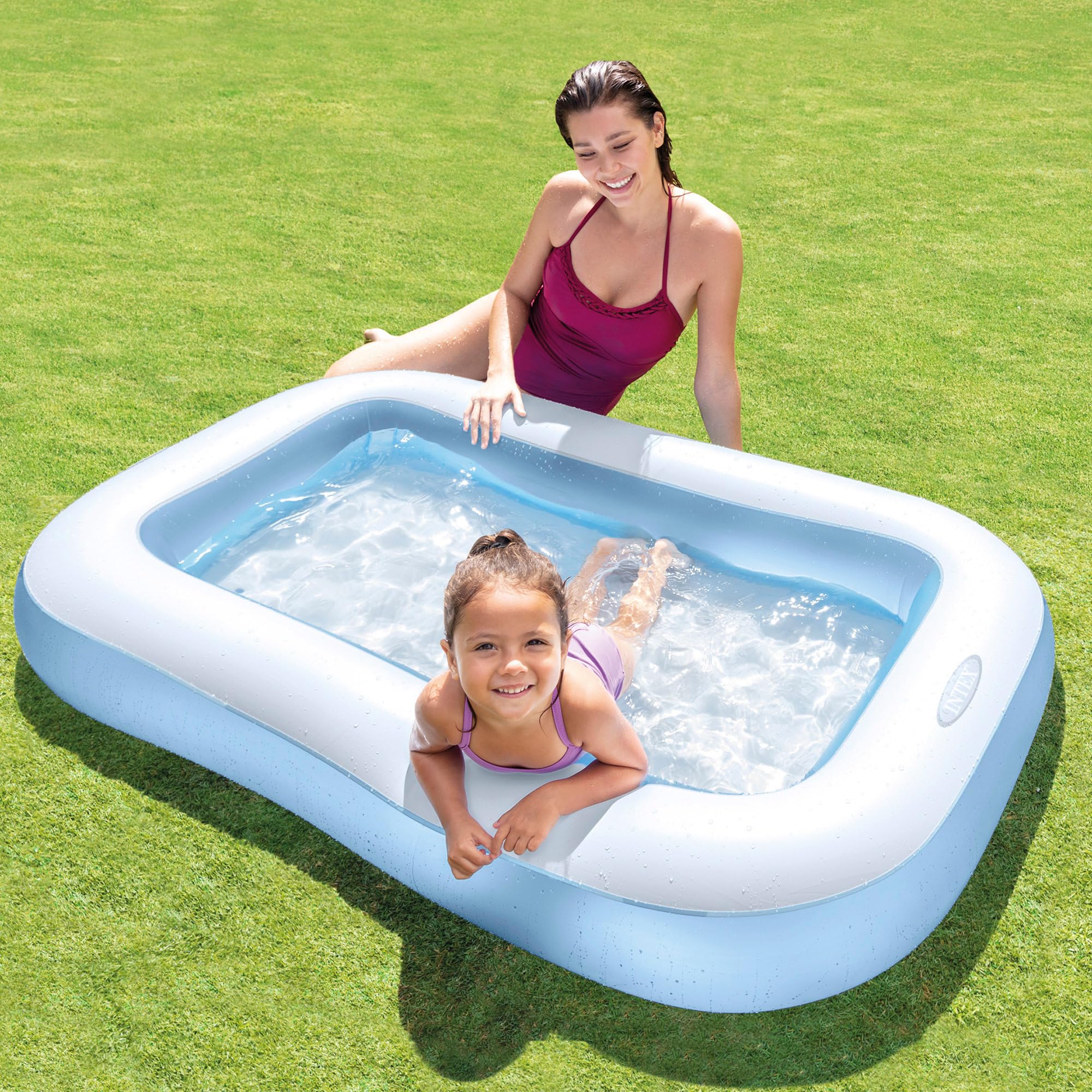 Intex Rectangular Baby Pool - Soft Inflatable Floor | 166cm Size | Blue 2