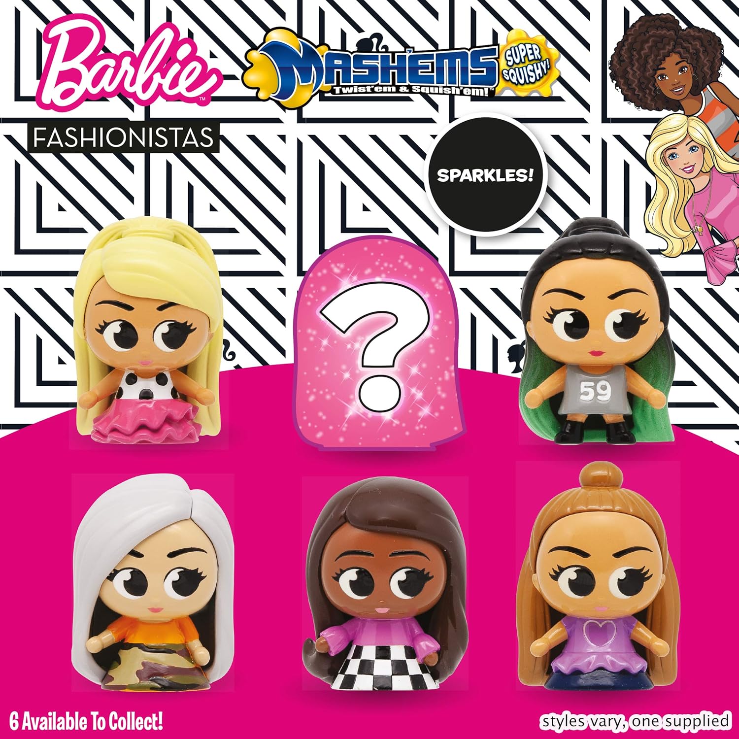 Mash"Ems 50853 Barbie Fashionistas - Squishy Collectible Dolls for Kids 4+ 3