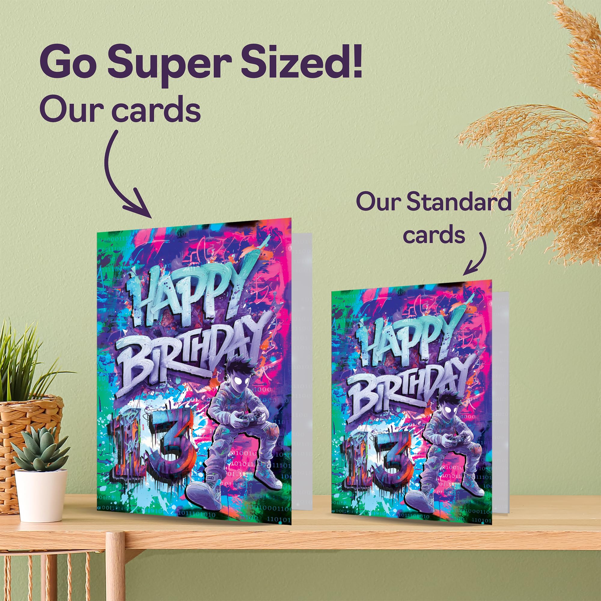 Giftzie Epic Gamer 13th Birthday Card for Boys & Girls | 5x7 Inch | Uncoated Interior for No Smudging 3