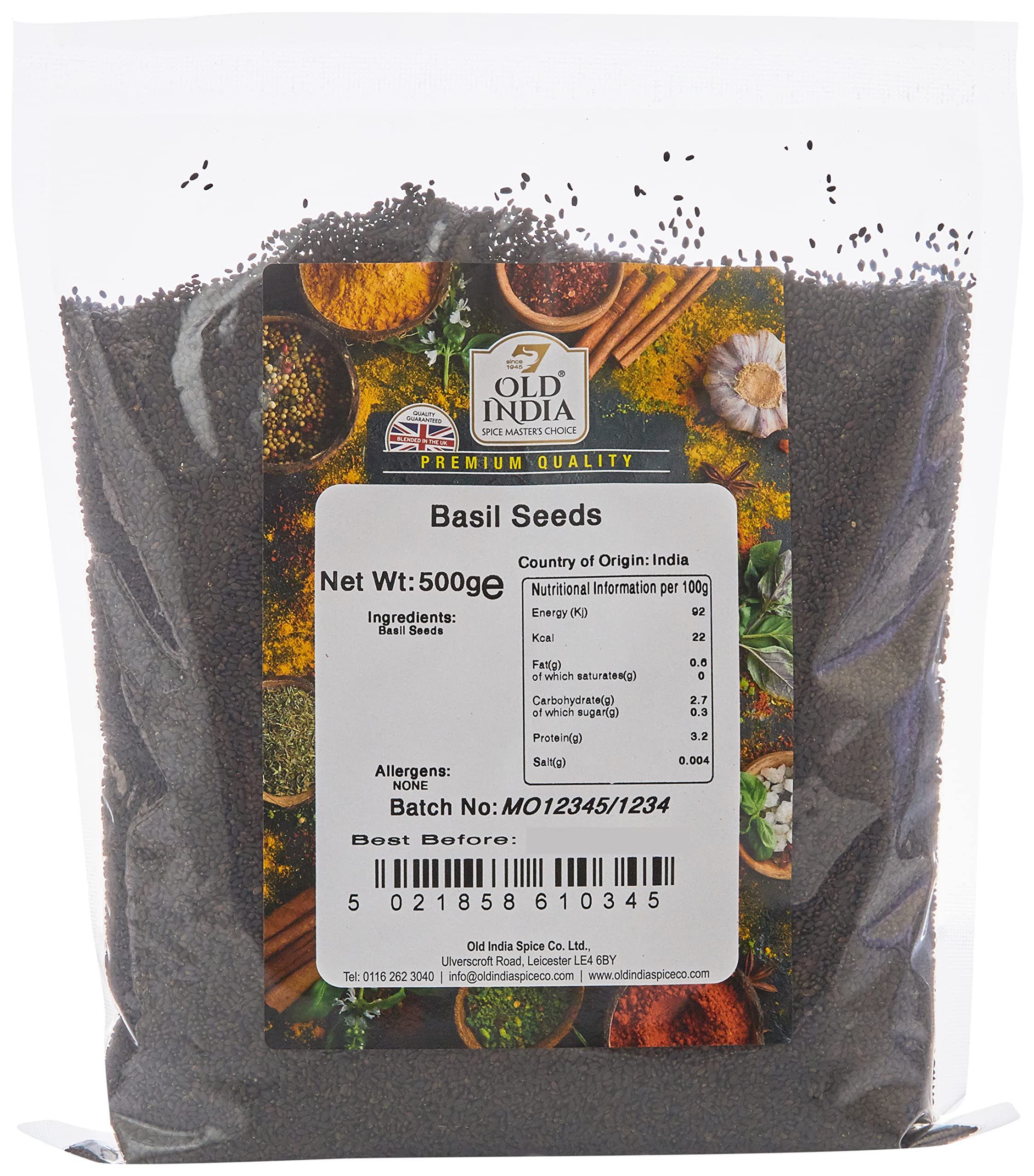Old India Basil Seeds - 100% Natural Whole Spice | 500g Pack
