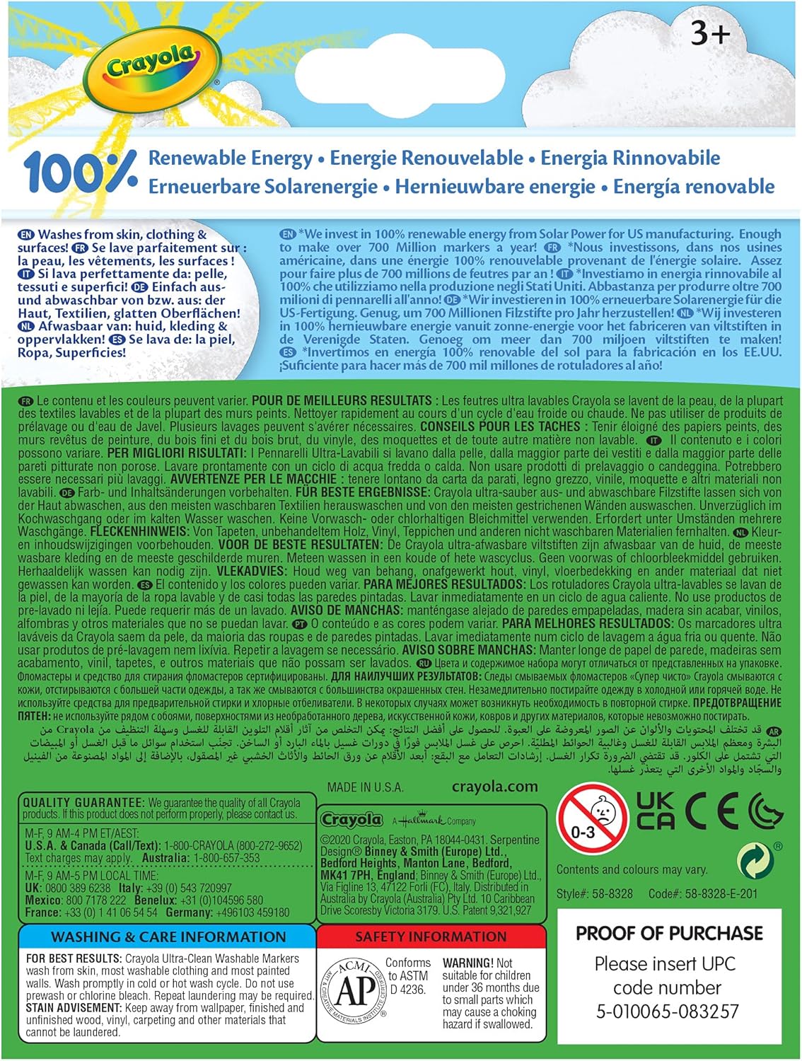 CRAYOLA Crayola 58-8328 Ultra-Clean Abwaschbare Marker, sortiert 4