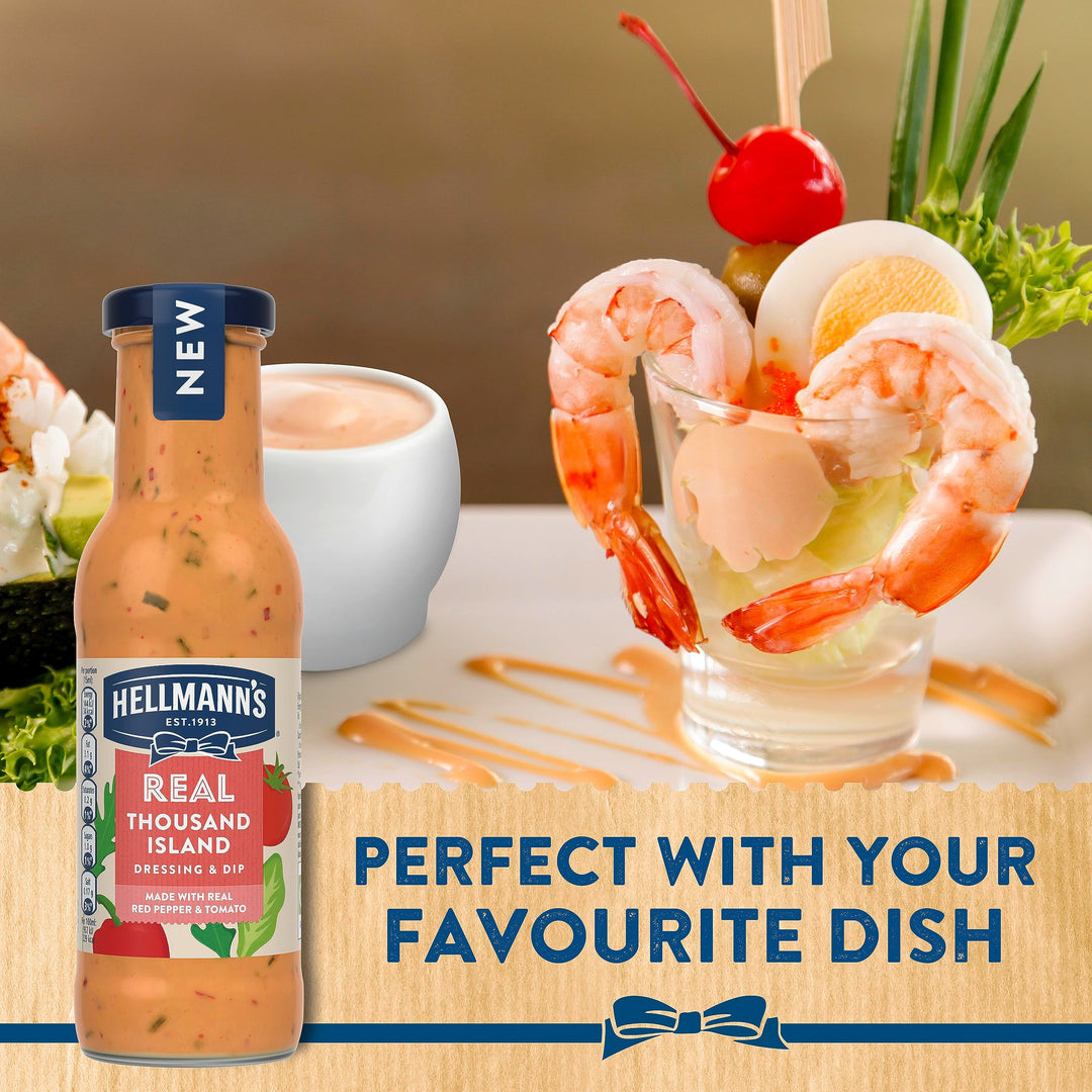 Hellmann's Real Thousand Island Salad Dressing & Dip - Vegetarian Condiment, 250g