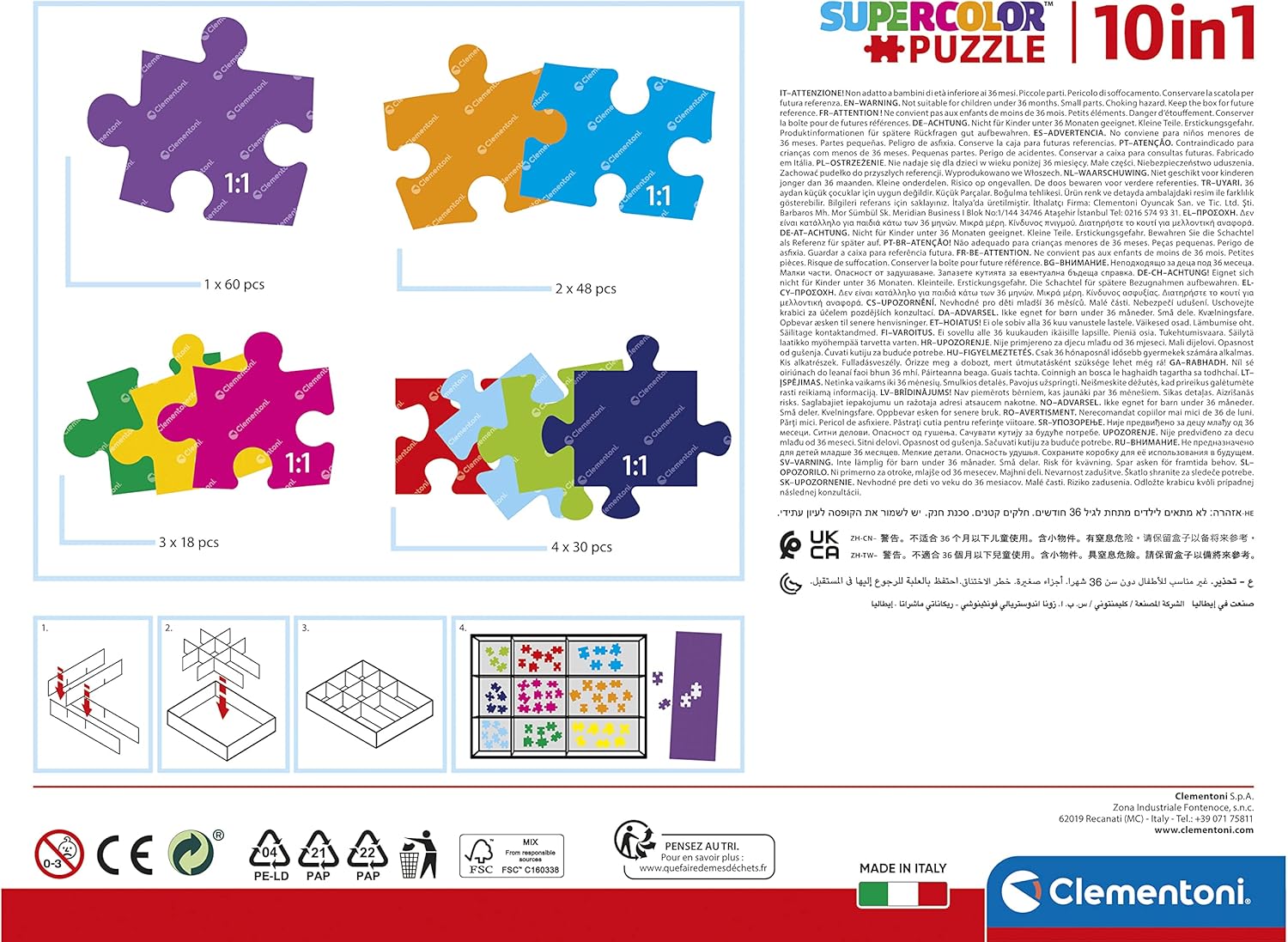 Clementoni Peppa Pig 10-in-1 Supercolor Jigsaw Puzzle Set - 330 Pieces for Ages 4+ 5